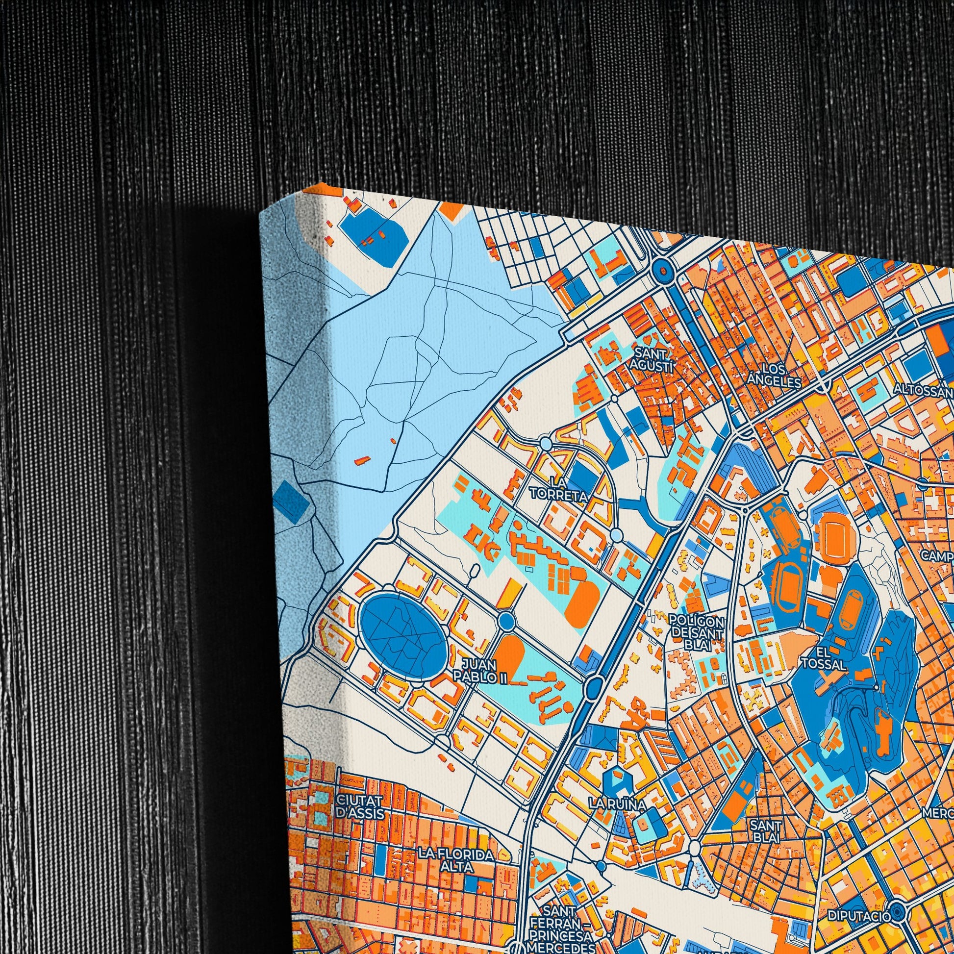 Alicante Spain Colorful City Map Canvas Print Detail