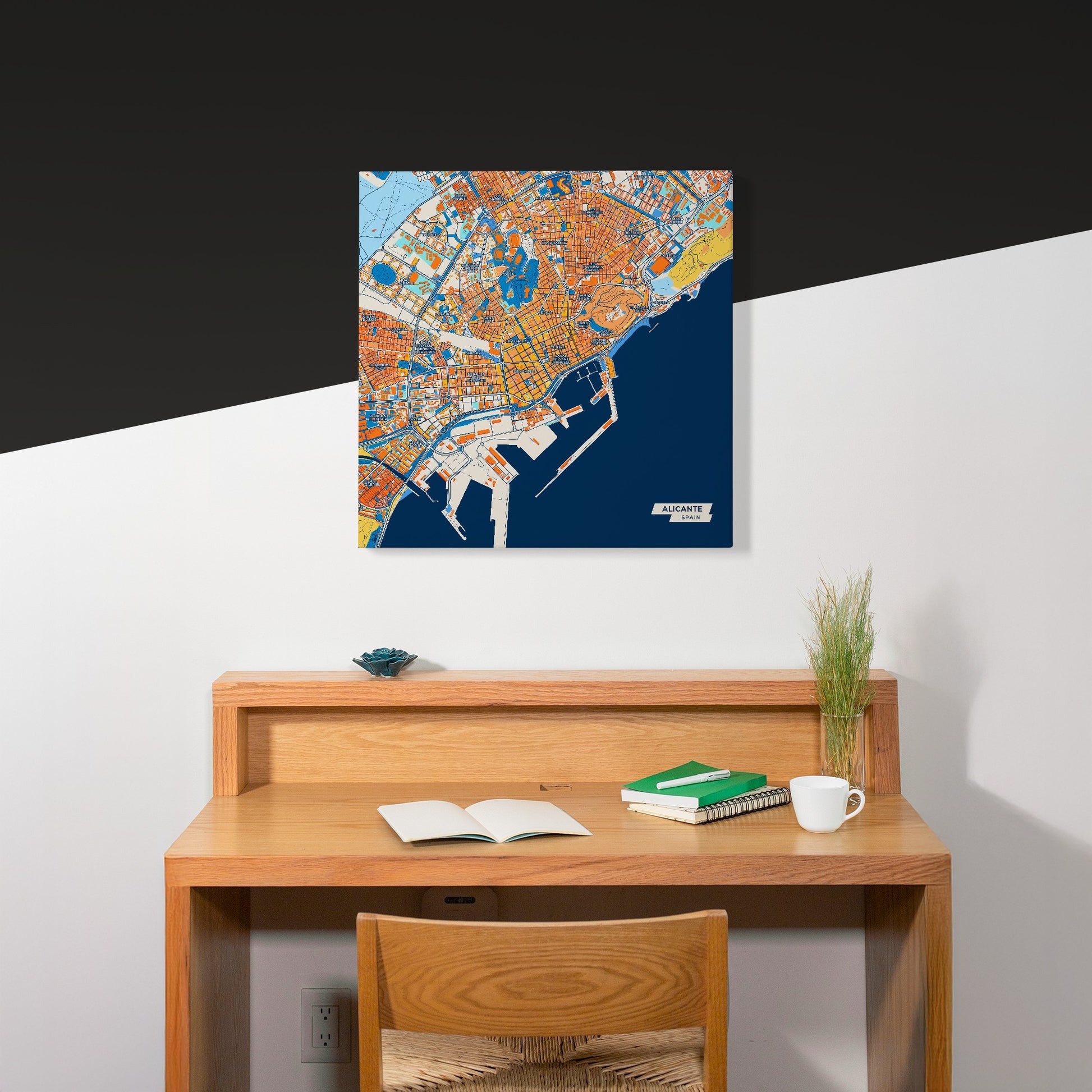 Alicante Spain Colorful City Map Canvas Print Scene