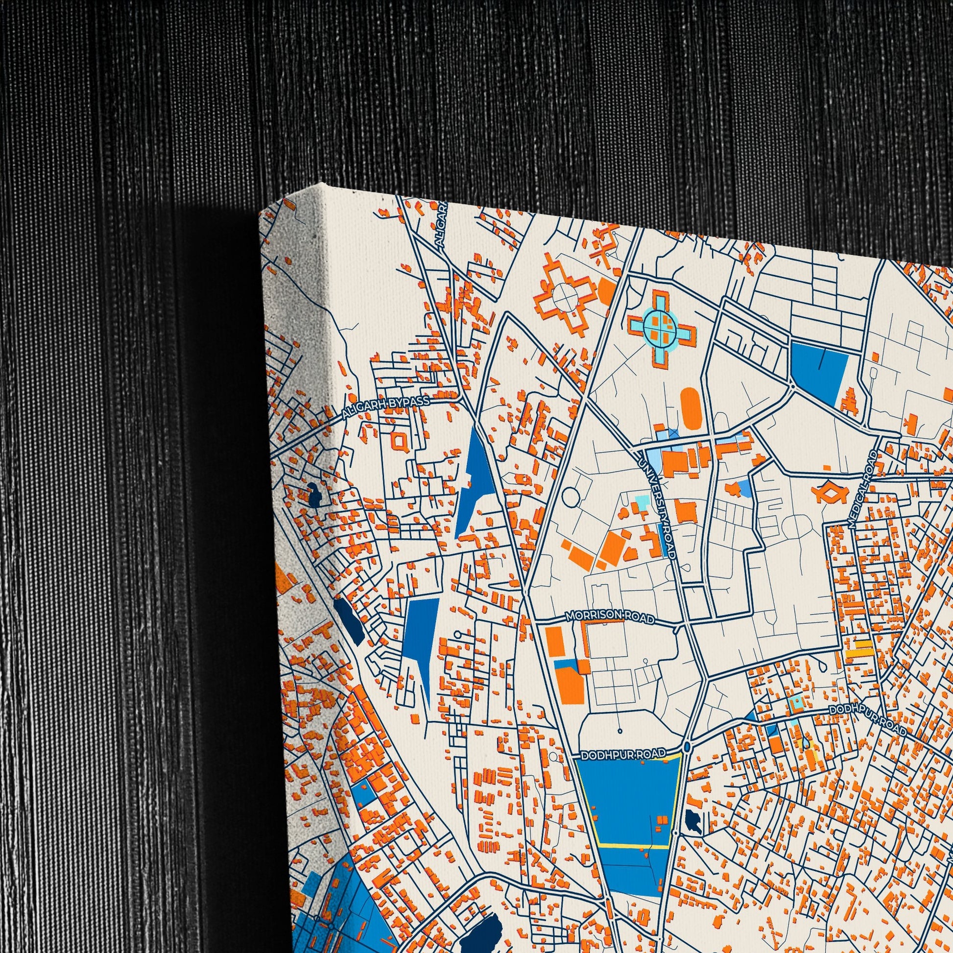 Aligarh India Colorful City Map Canvas Print Detail