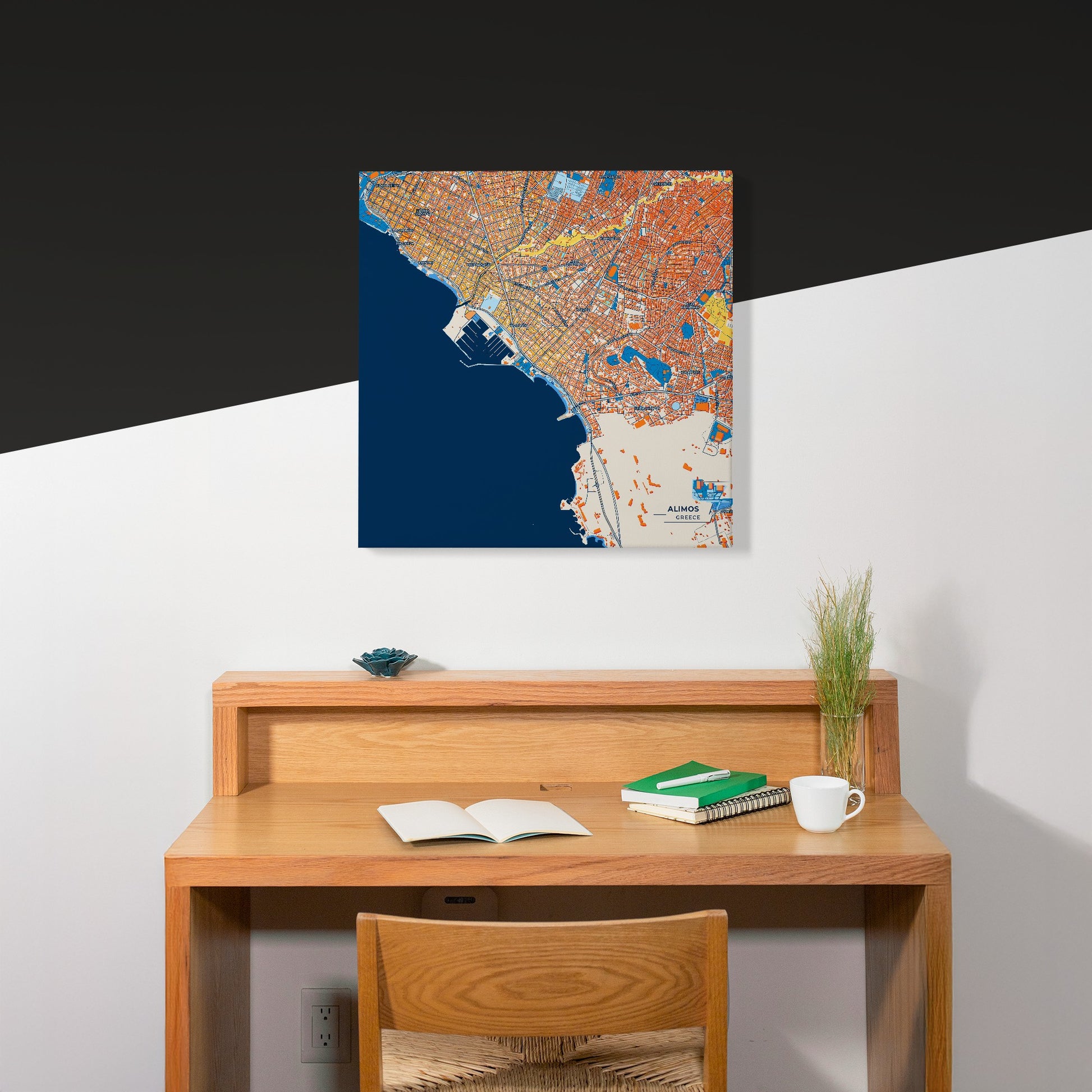 Alimos Greece Colorful City Map Canvas Print Scene