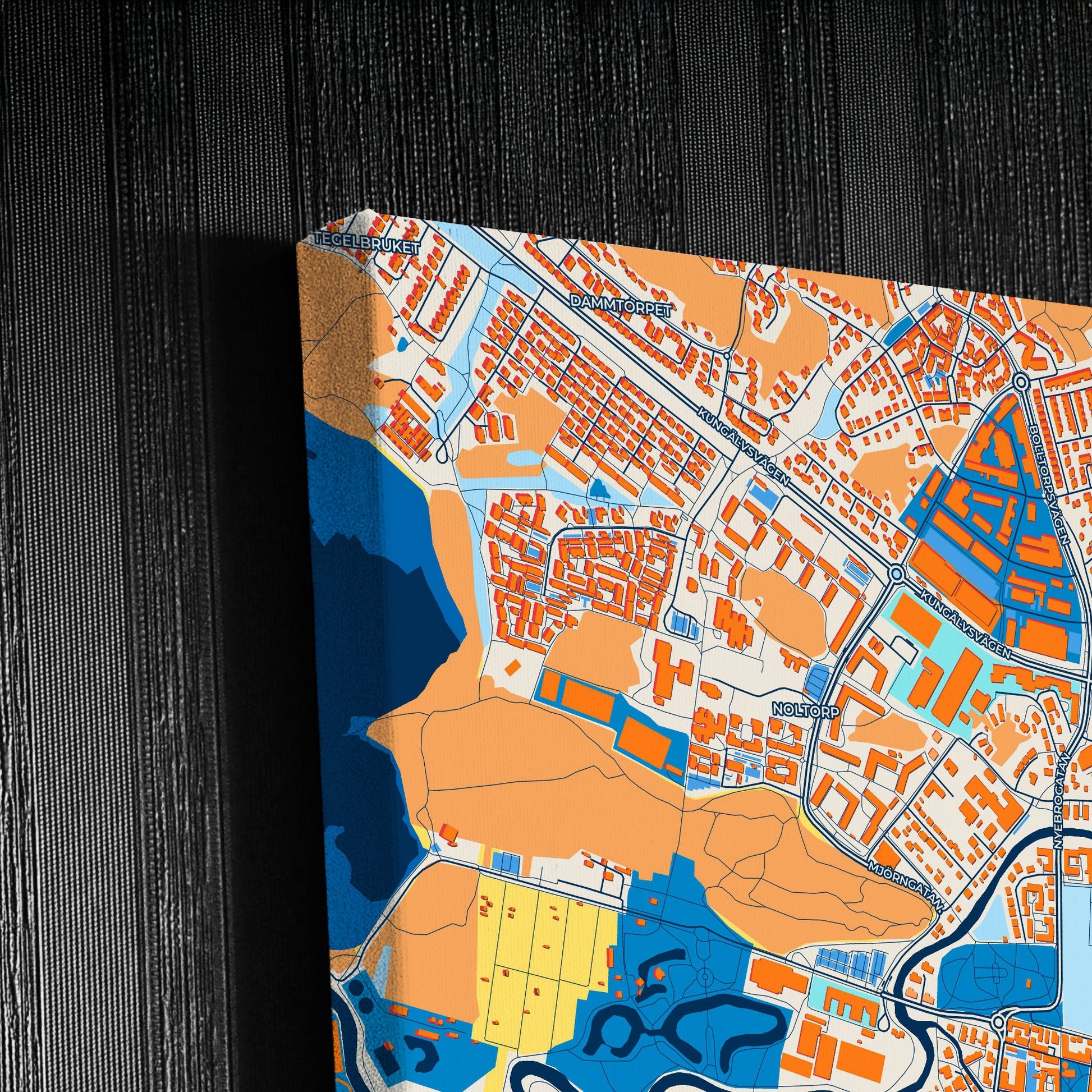 Alingsås Sweden Colorful City Map Canvas Print Detail