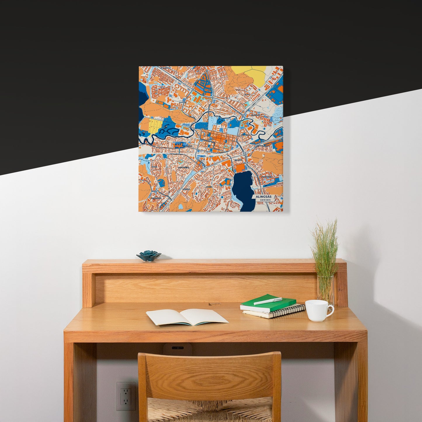 Alingsås Sweden Colorful City Map Canvas Print Scene