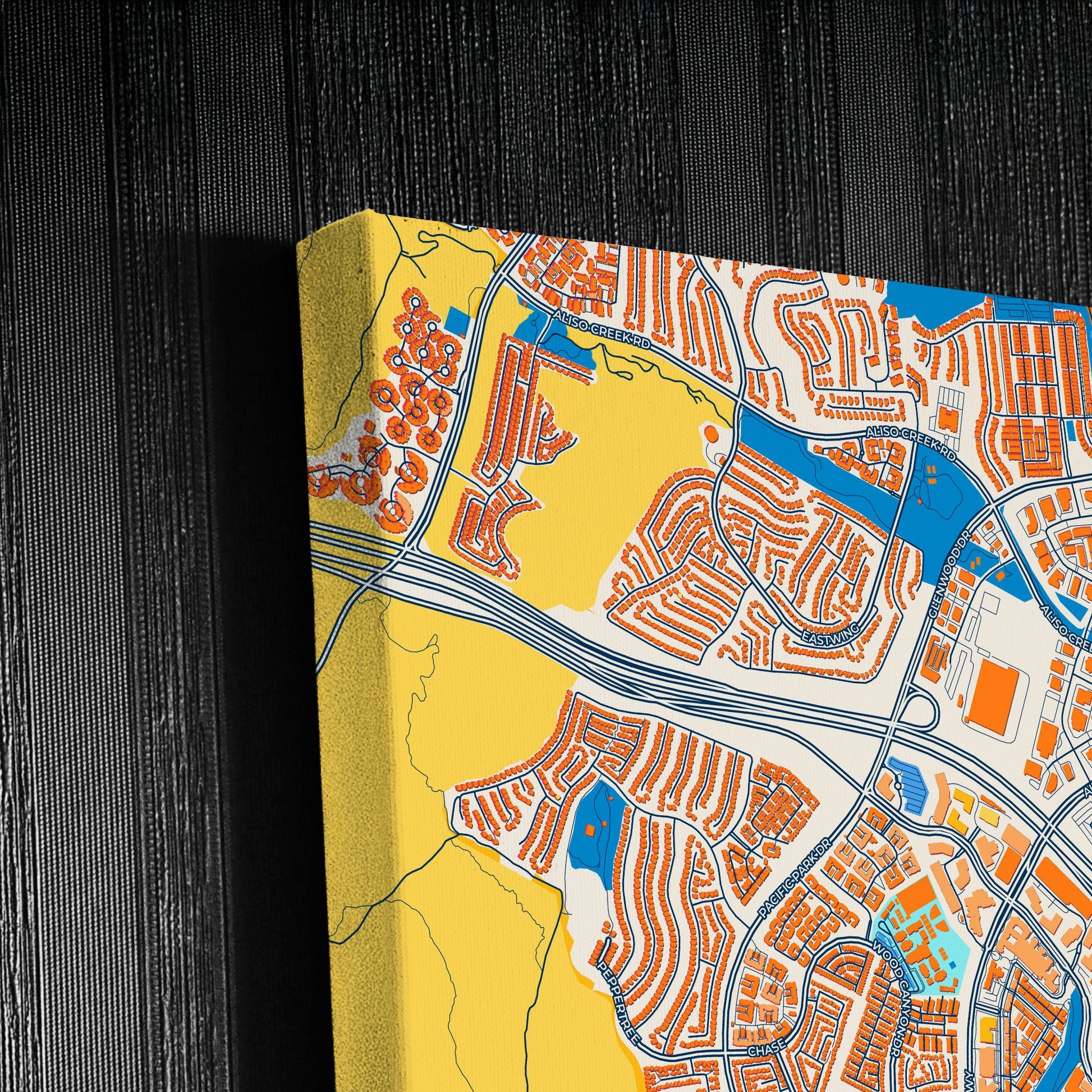 Aliso Viejo California Colorful City Map Canvas Print Detail