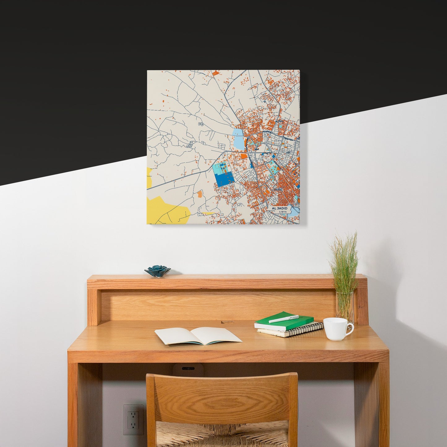 Al Jadid Libya Colorful City Map Canvas Print Scene