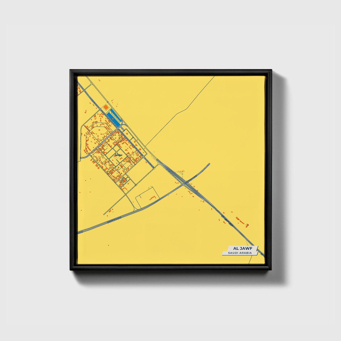 Al Jawf Saudi Arabia Colorful City Map Canvas Print • Black Framed