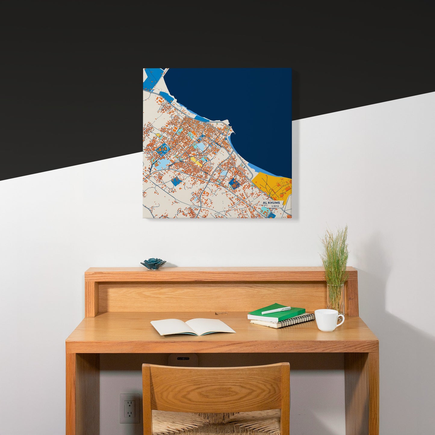Al Khums Libya Colorful City Map Canvas Print Scene