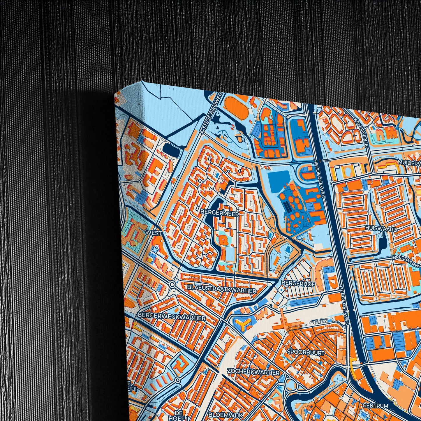 Alkmaar Netherlands Colorful City Map Canvas Print Detail