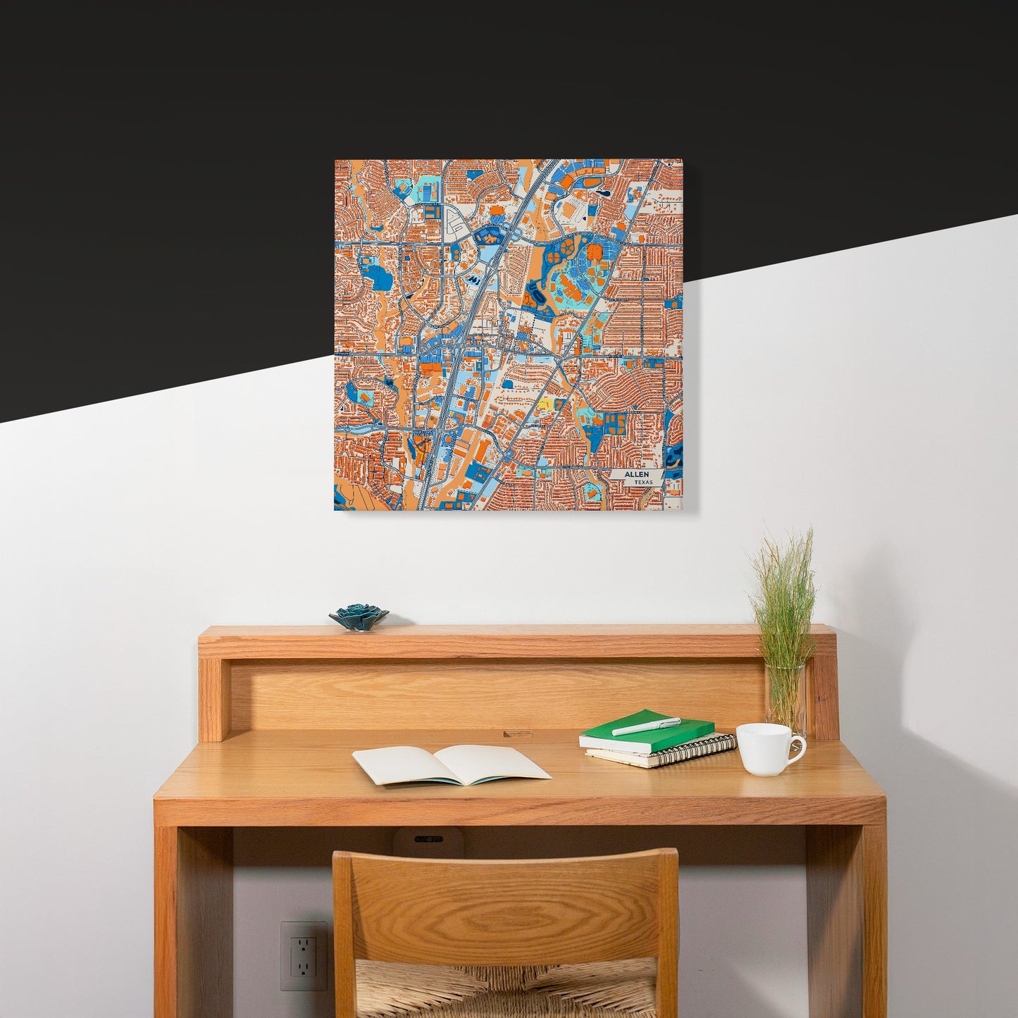 Allen Texas Colorful City Map Canvas Print Scene