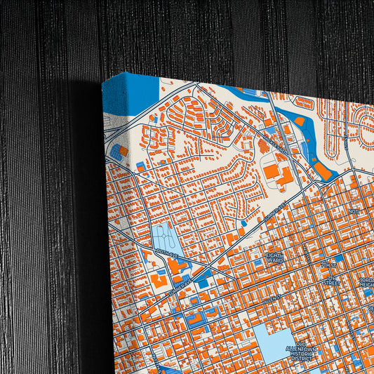 Allentown Pennsylvania Colorful City Map Canvas Print Detail