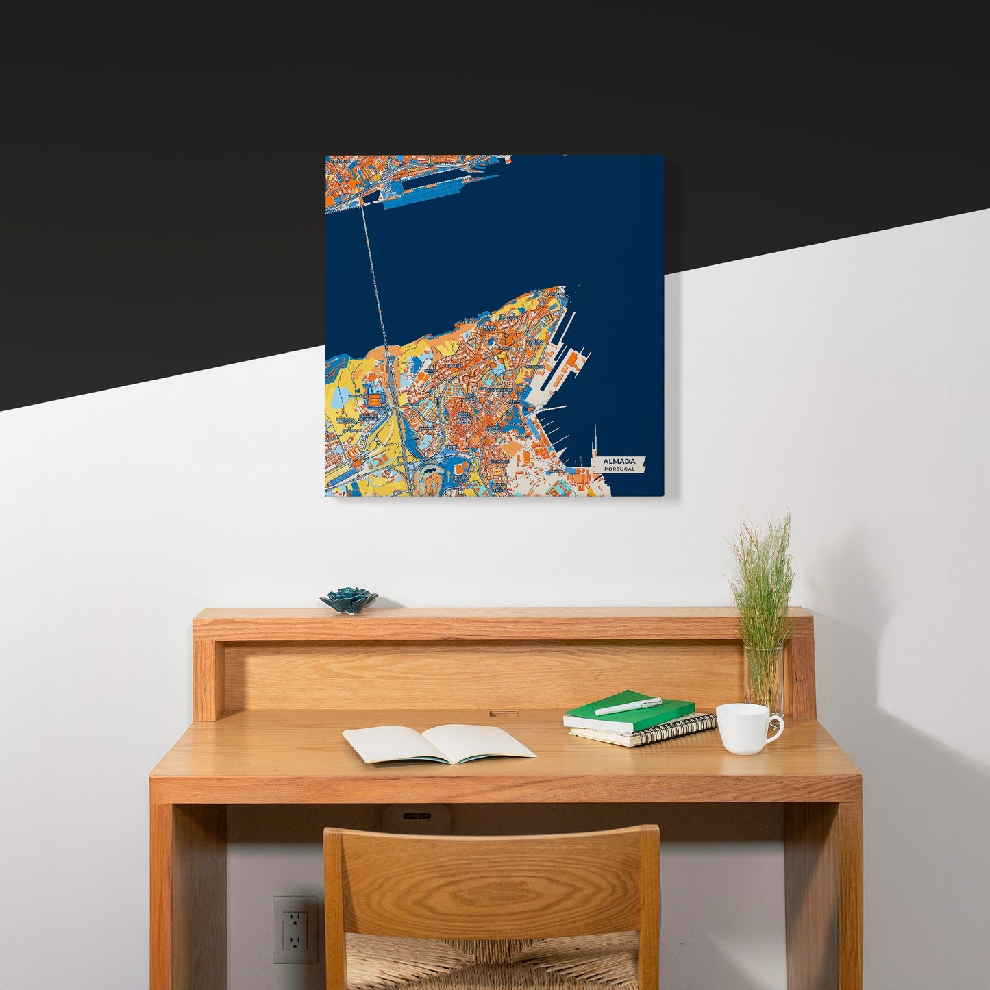 Almada Portugal Colorful City Map Canvas Print Scene