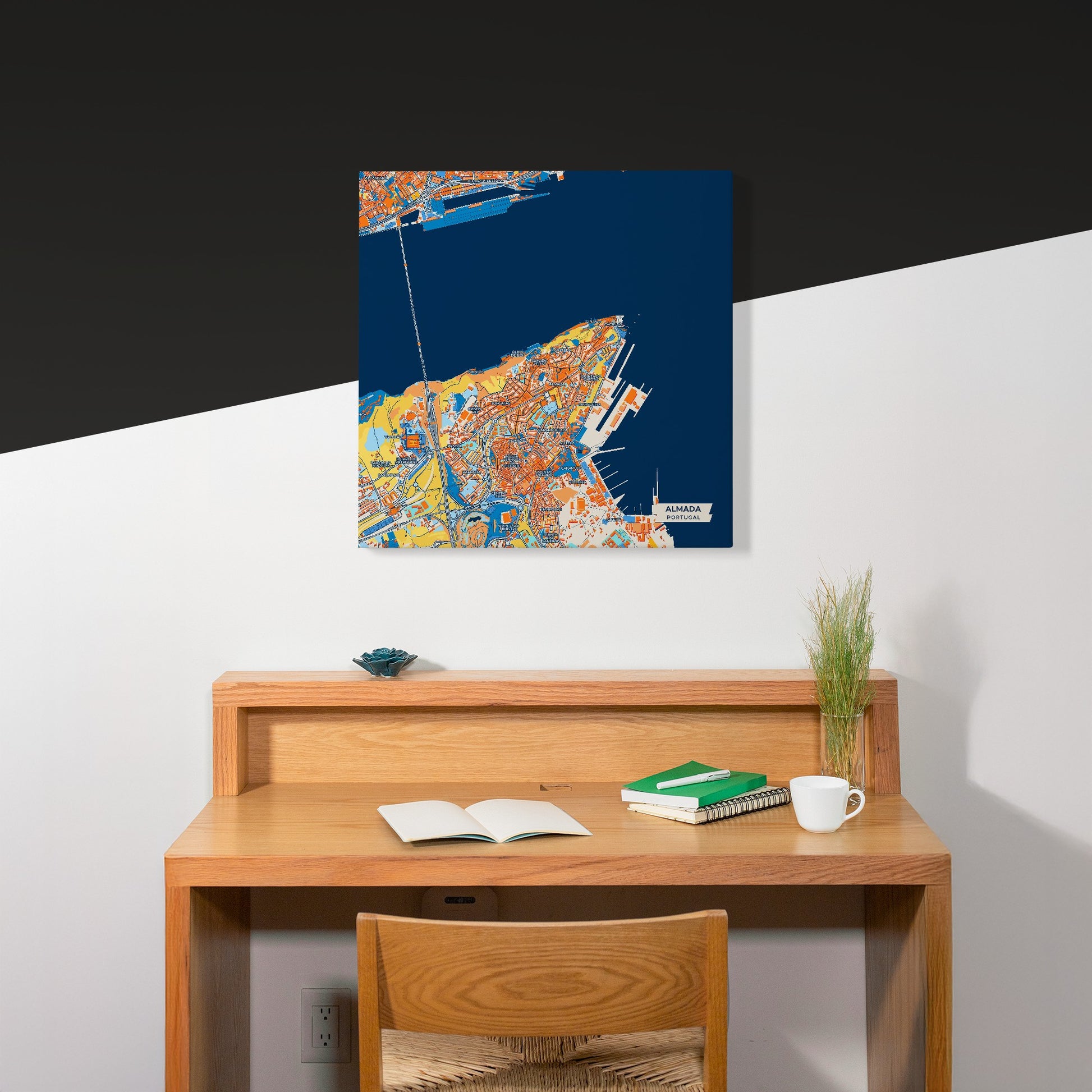 Almada Portugal Colorful City Map Canvas Print Scene