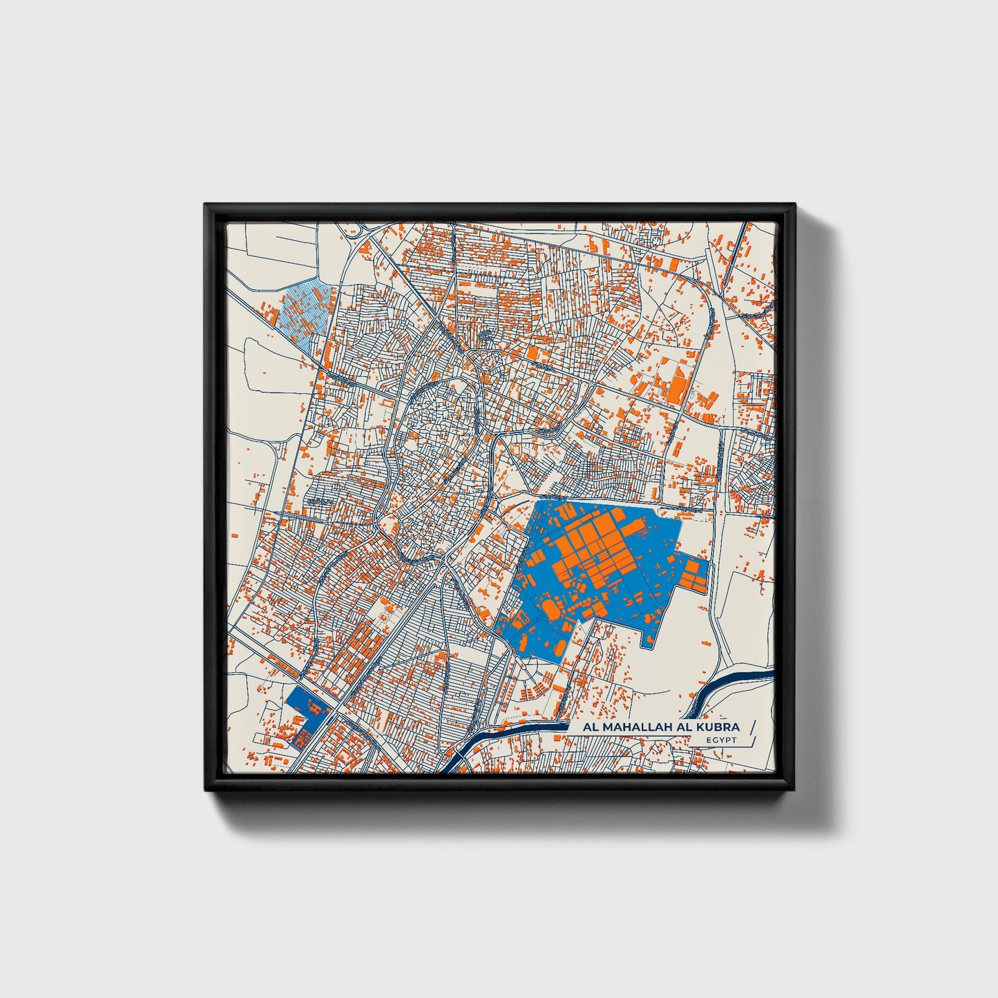 Al Mahallah Al Kubra Egypt Colorful City Map Canvas Print • Black Framed