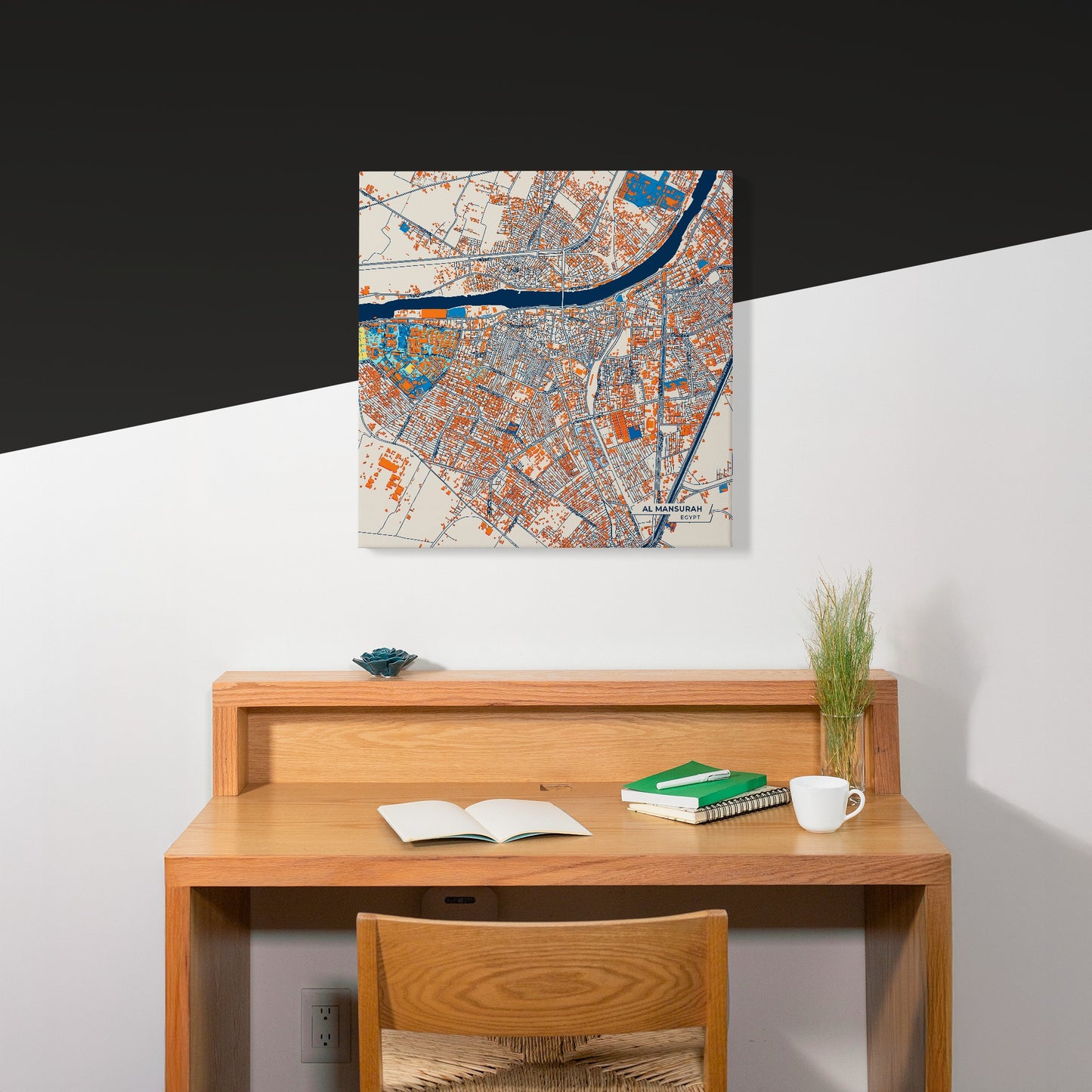 Al Mansurah Egypt Colorful City Map Canvas Print Scene