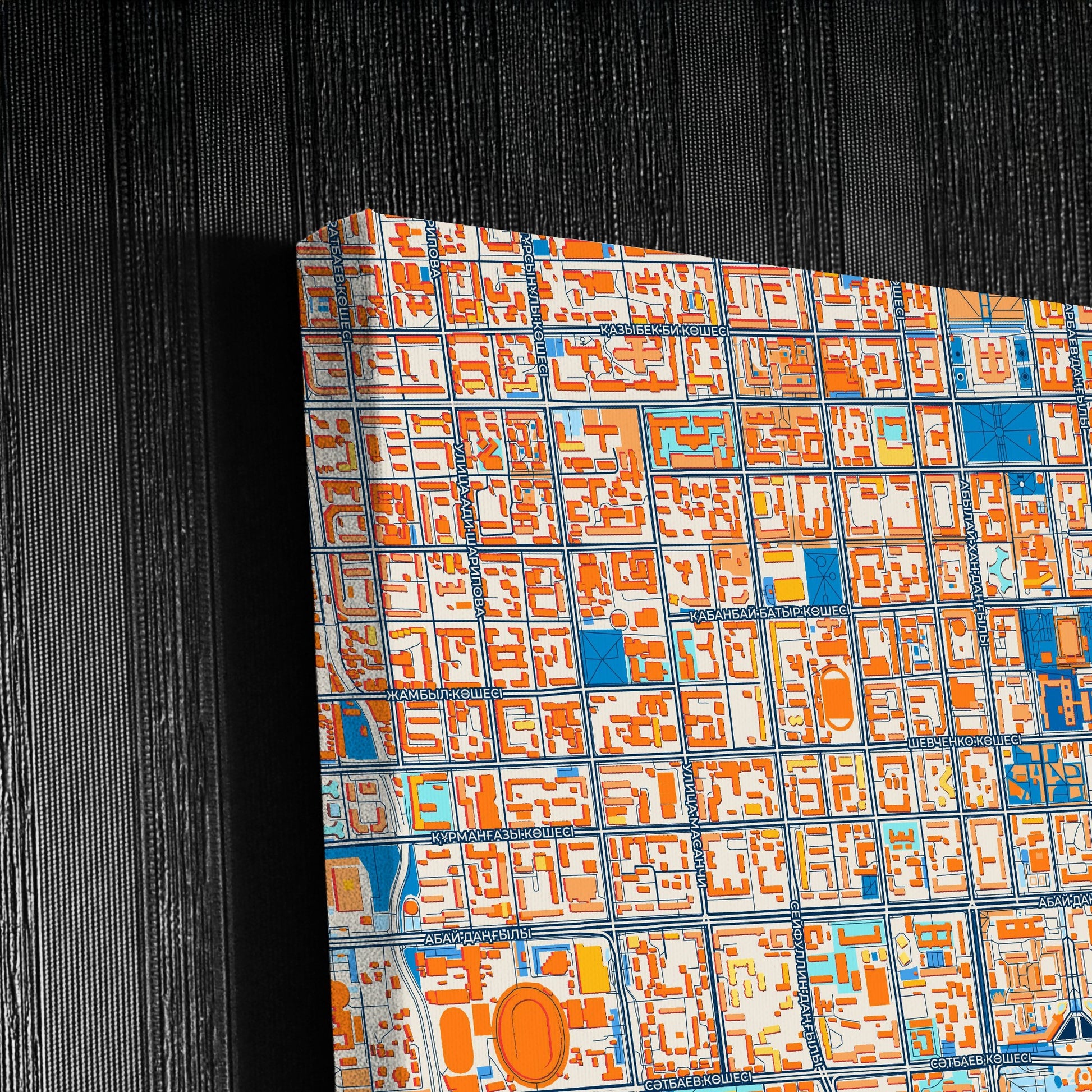 Almaty Kazakhstan Colorful City Map Canvas Print Detail