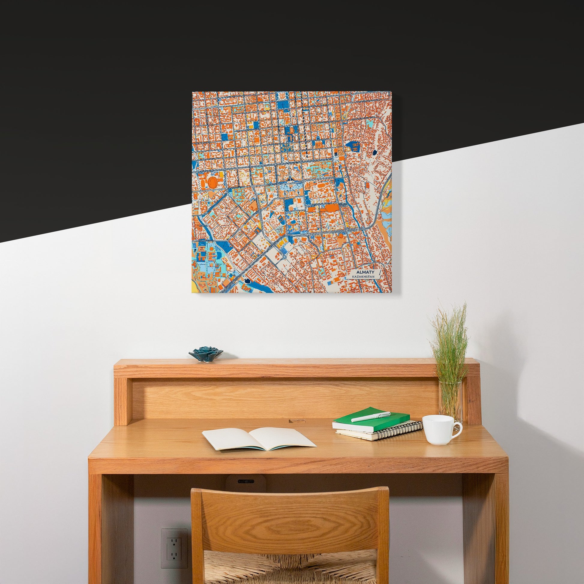 Almaty Kazakhstan Colorful City Map Canvas Print Scene