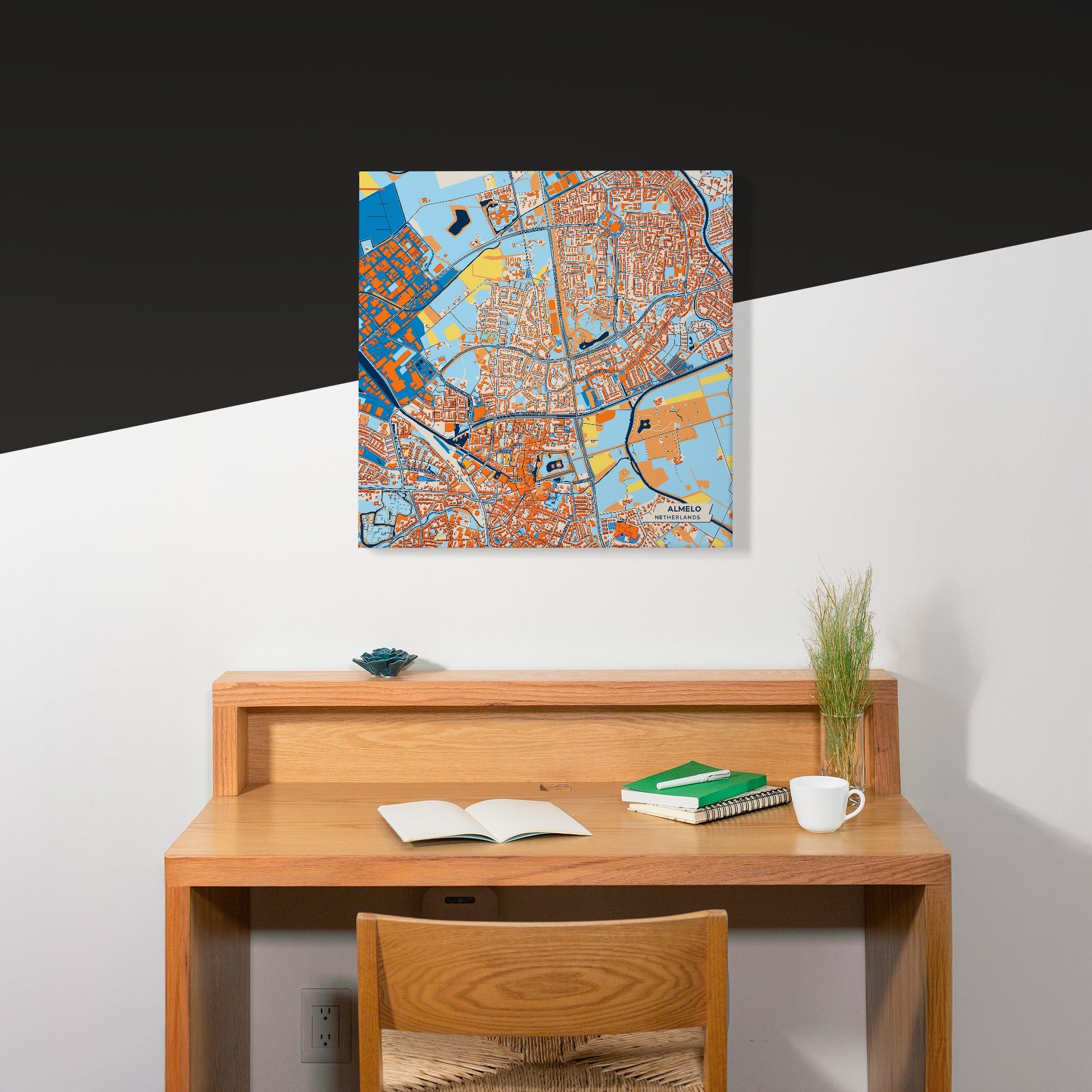 Almelo Netherlands Colorful City Map Canvas Print Scene