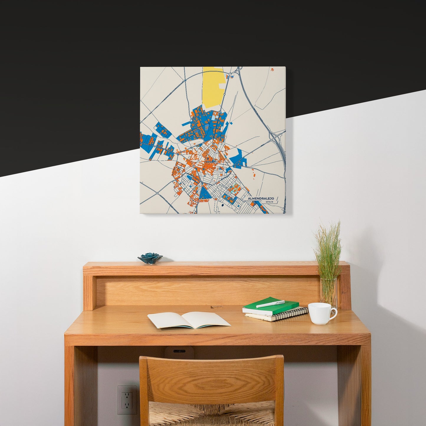 Almendralejo Spain Colorful City Map Canvas Print Scene