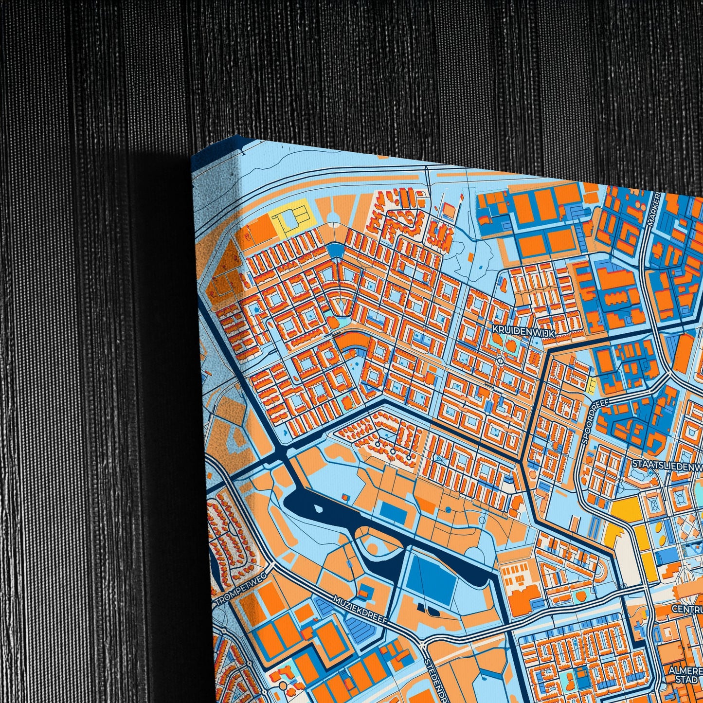Almere Netherlands Colorful City Map Canvas Print Detail