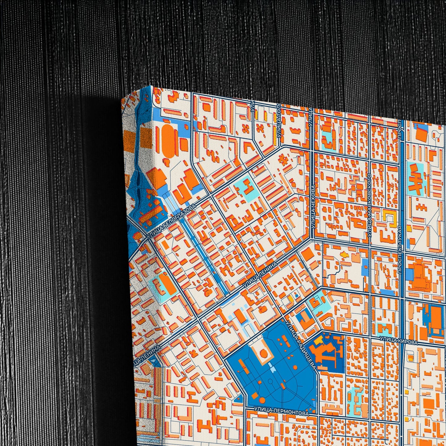 Альметьевск Russia Colorful City Map Canvas Print Detail