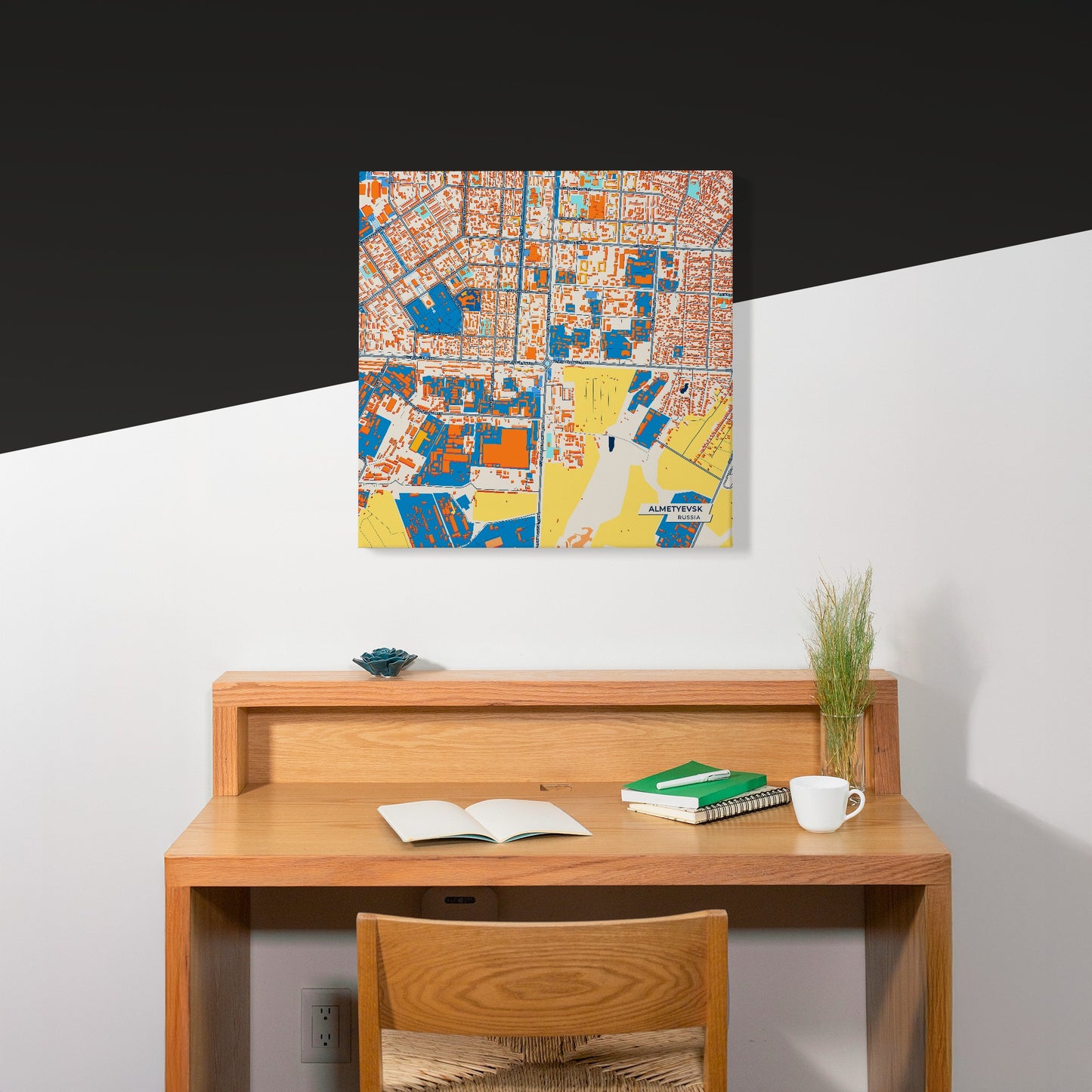 Альметьевск Russia Colorful City Map Canvas Print Scene