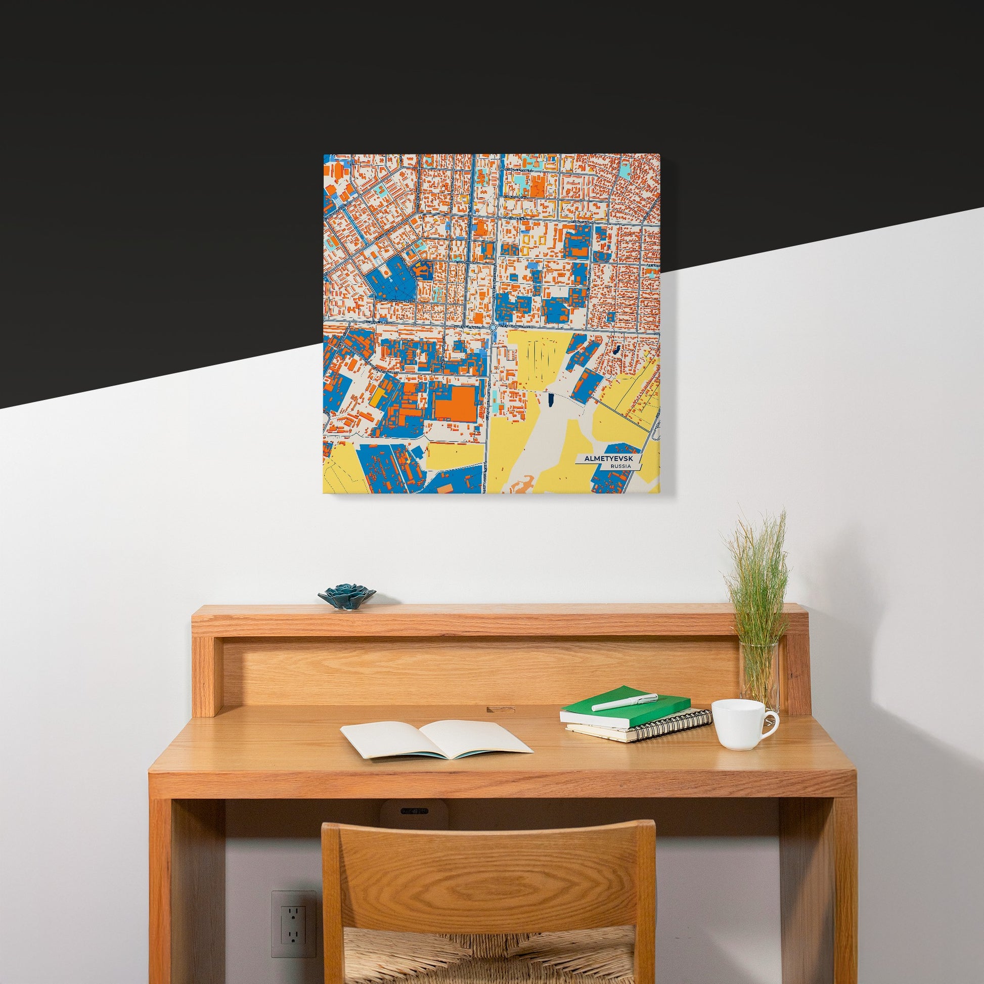 Альметьевск Russia Colorful City Map Canvas Print Scene