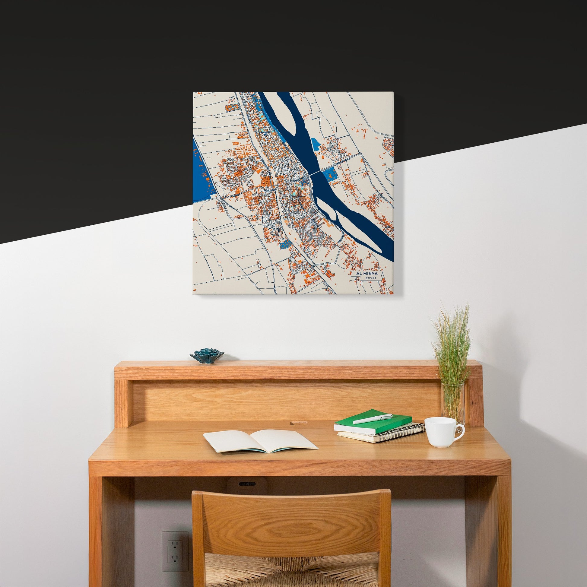 Al Minya Egypt Colorful City Map Canvas Print Scene