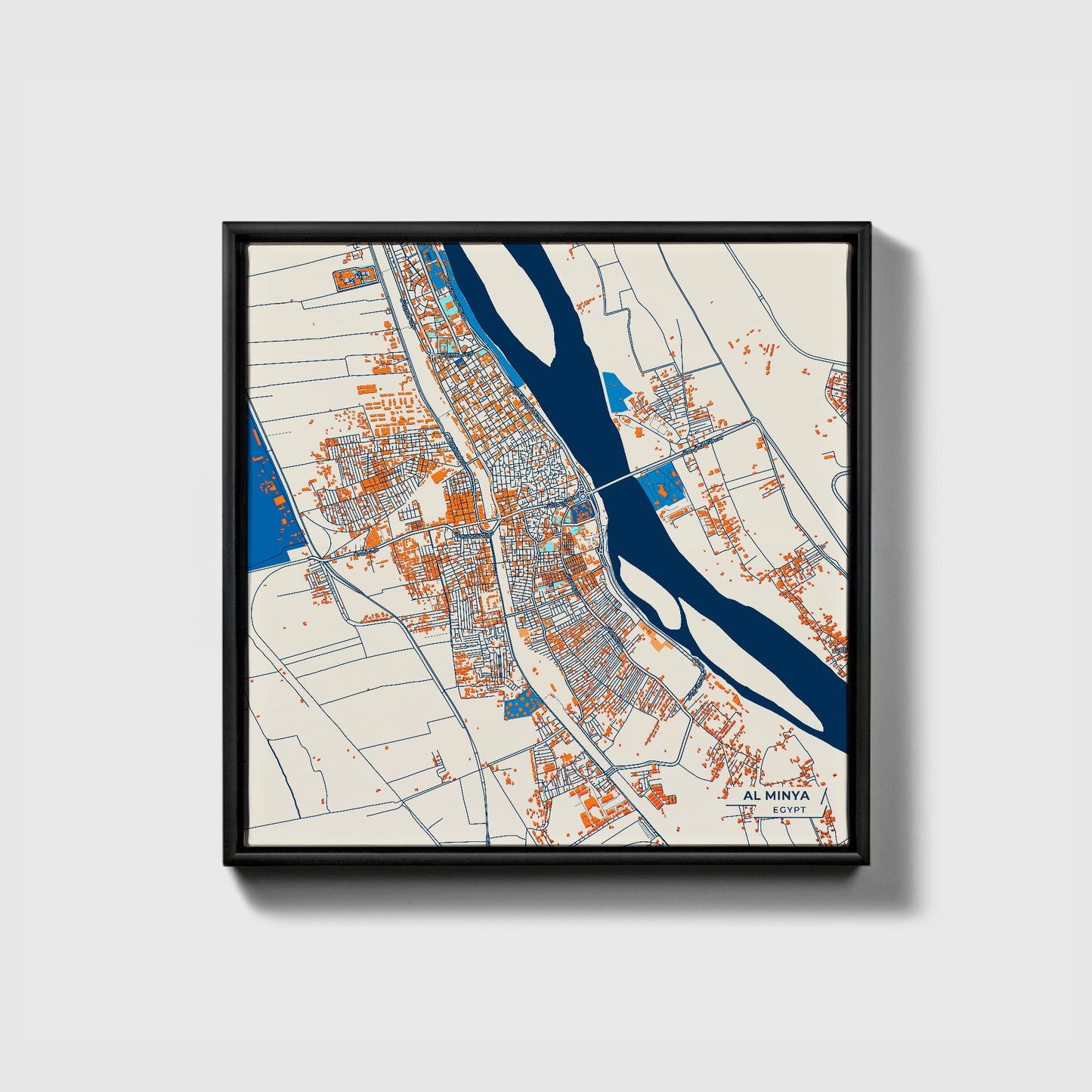 Al Minya Egypt Colorful City Map Canvas Print • Black Framed