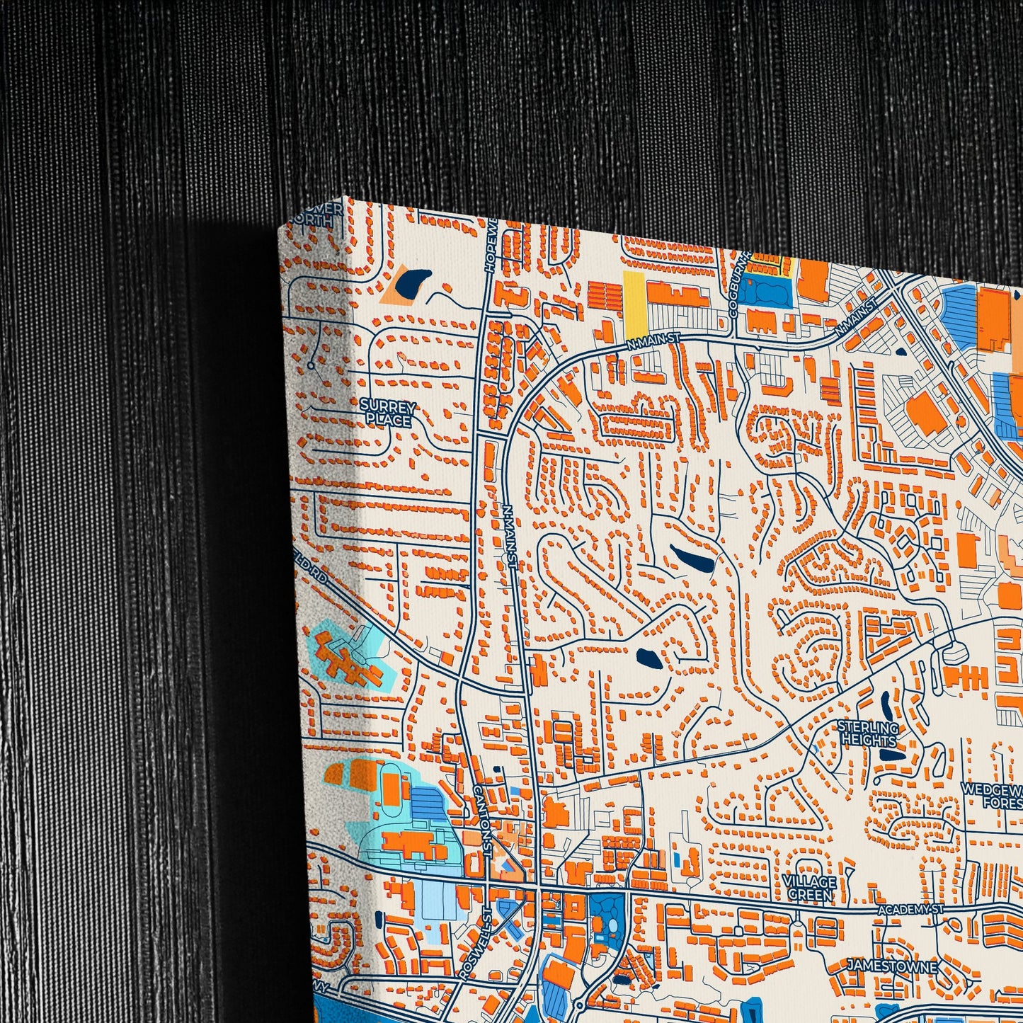 Alpharetta Georgia Colorful City Map Canvas Print Detail