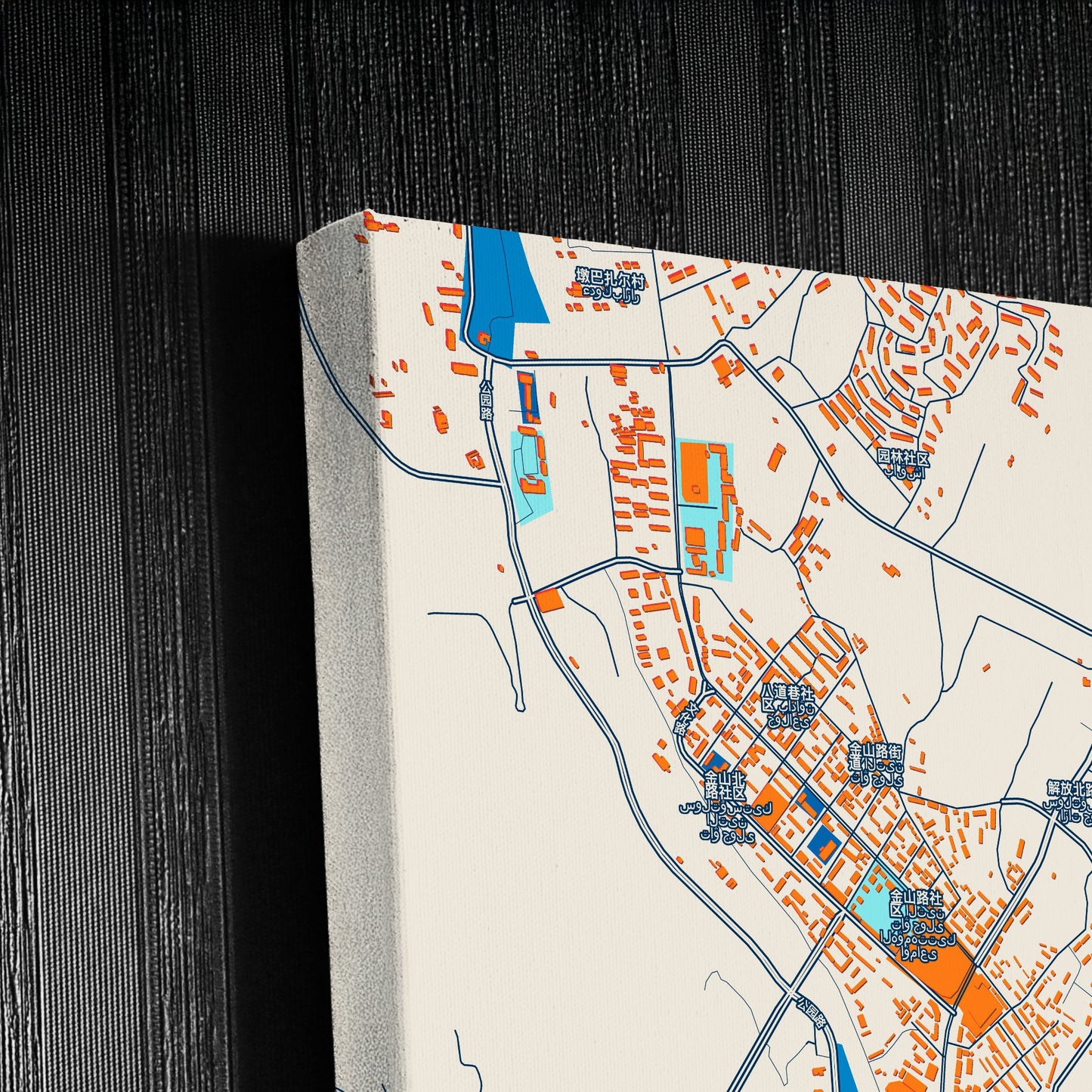 Altay China Colorful City Map Canvas Print Detail