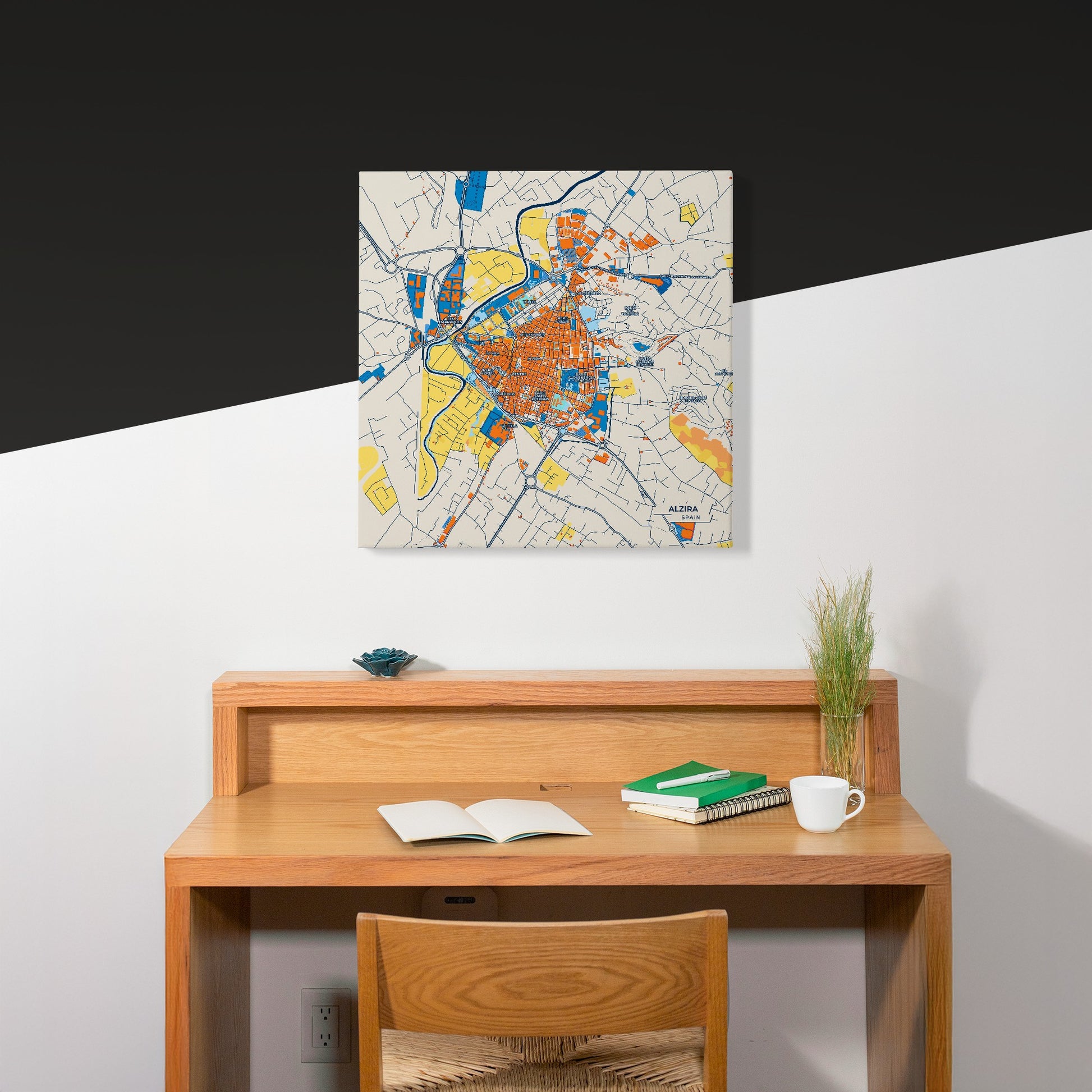 Alzira Spain Colorful City Map Canvas Print Scene