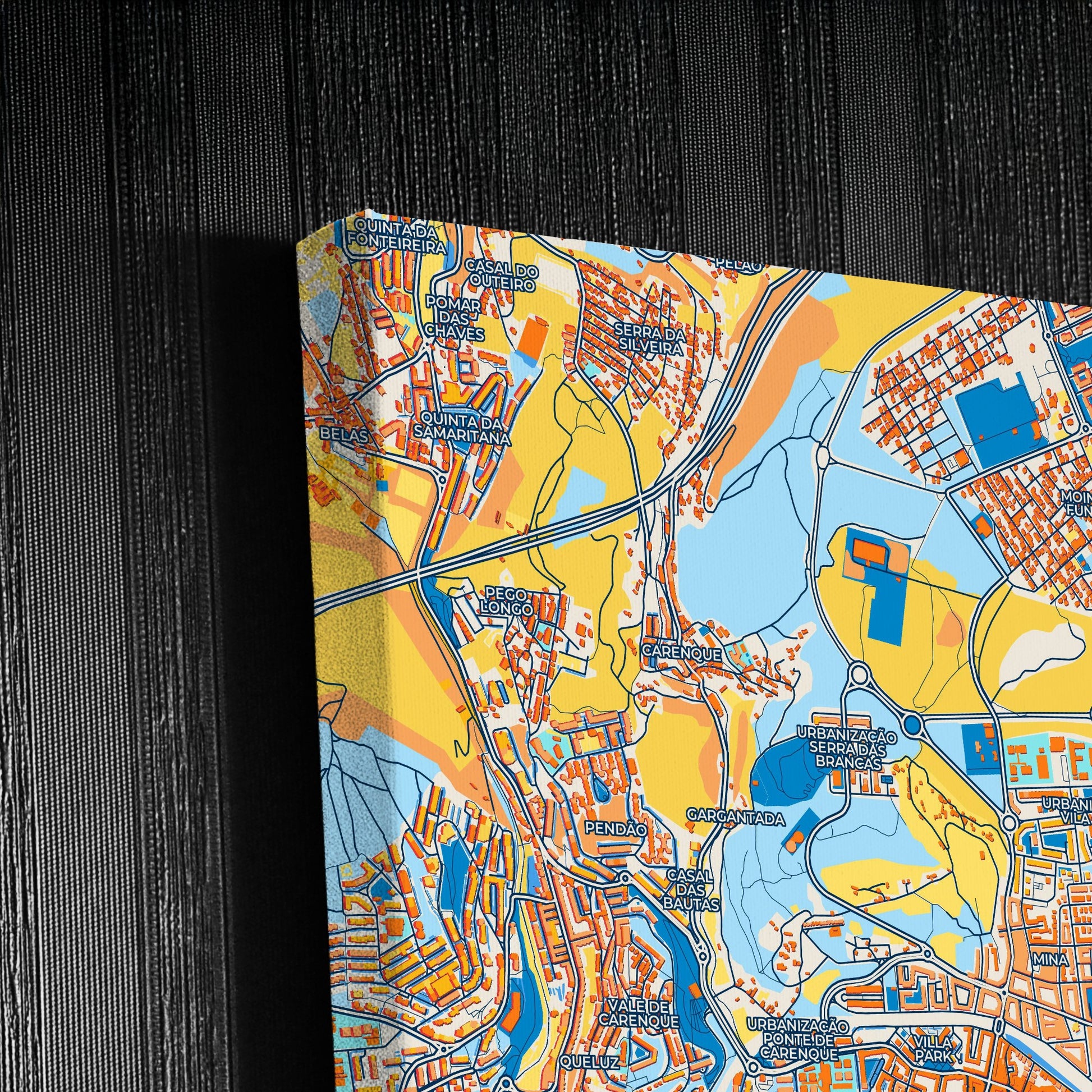 Amadora Portugal Colorful City Map Canvas Print Detail