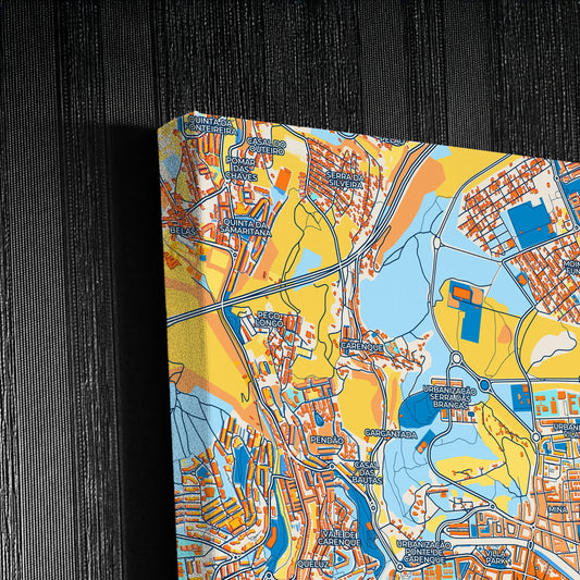 Amadora Portugal Colorful City Map Canvas Print Detail