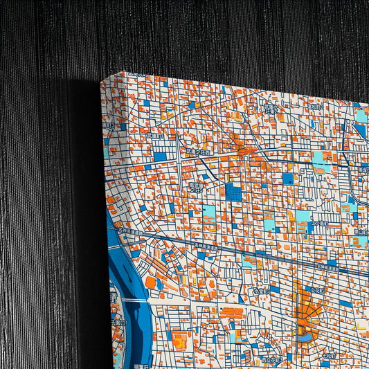 Amagasaki Japan Colorful City Map Canvas Print Detail