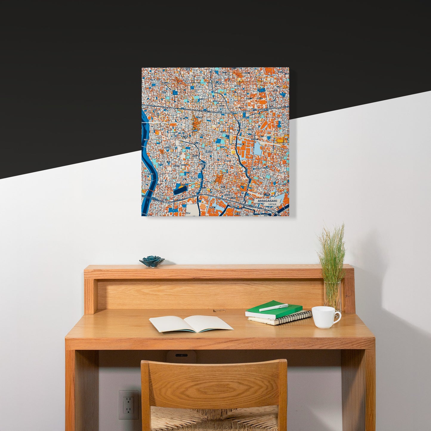 Amagasaki Japan Colorful City Map Canvas Print Scene