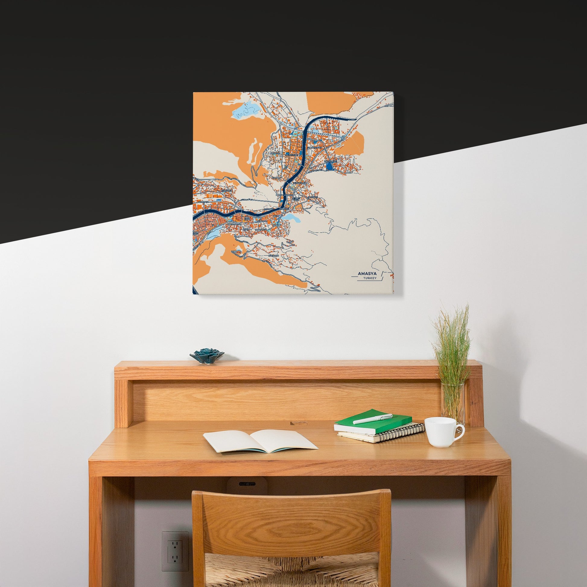 Amasya Turkey Colorful City Map Canvas Print Scene