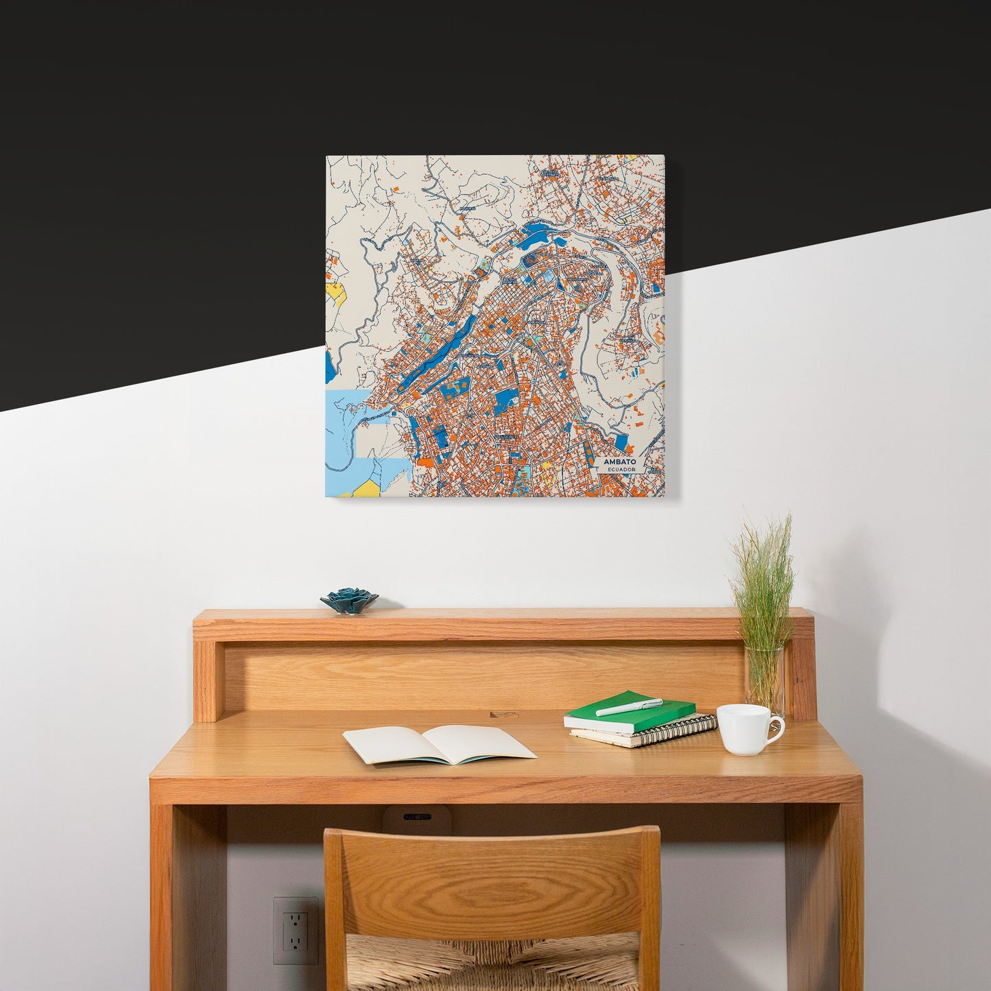 Ambato Ecuador Colorful City Map Canvas Print Scene