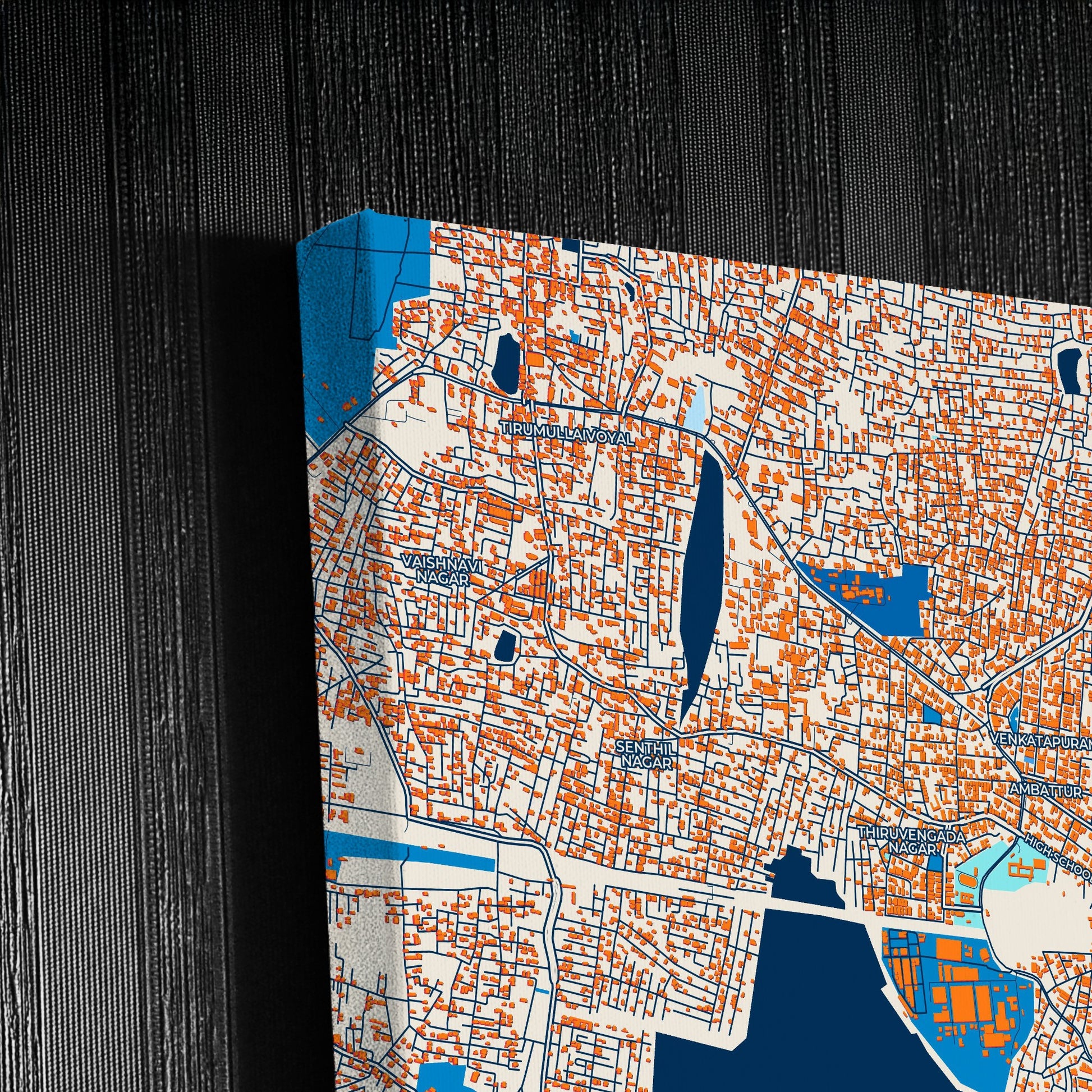 Ambattur India Colorful City Map Canvas Print Detail