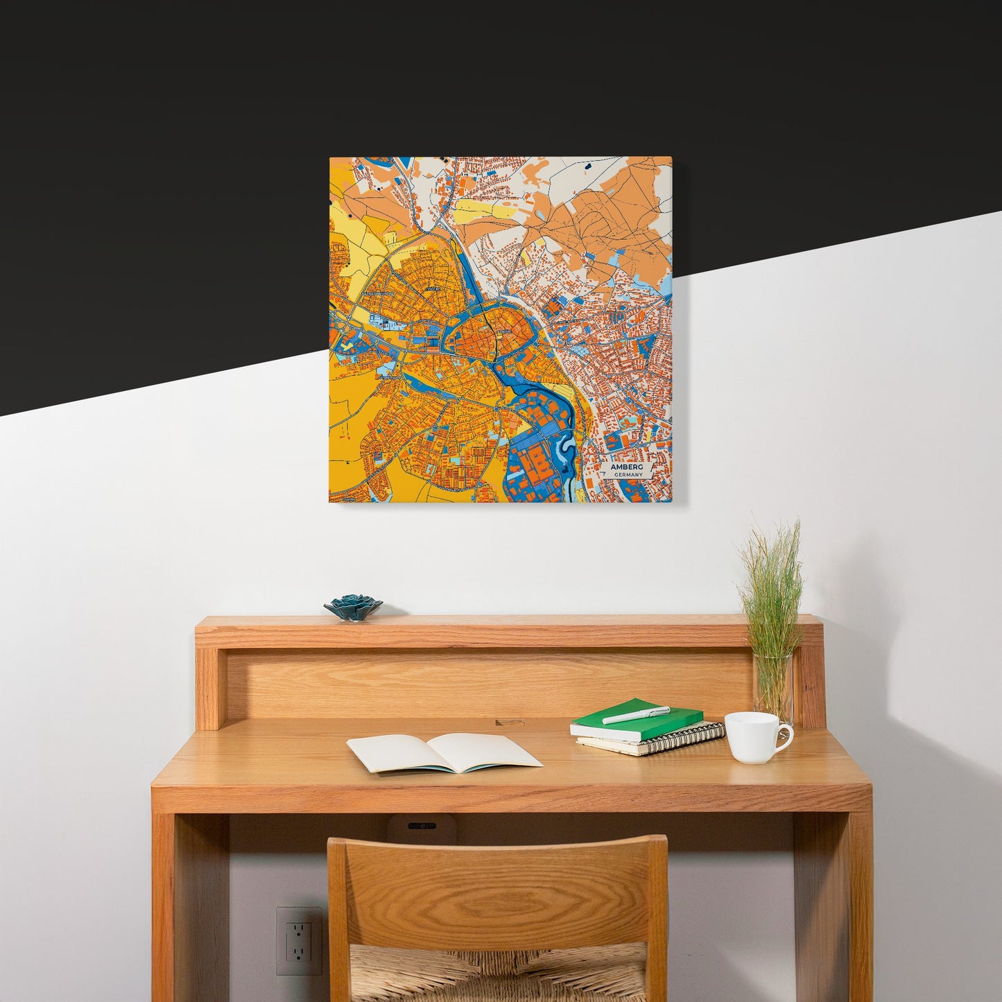 Amberg Germany Colorful City Map Canvas Print Scene