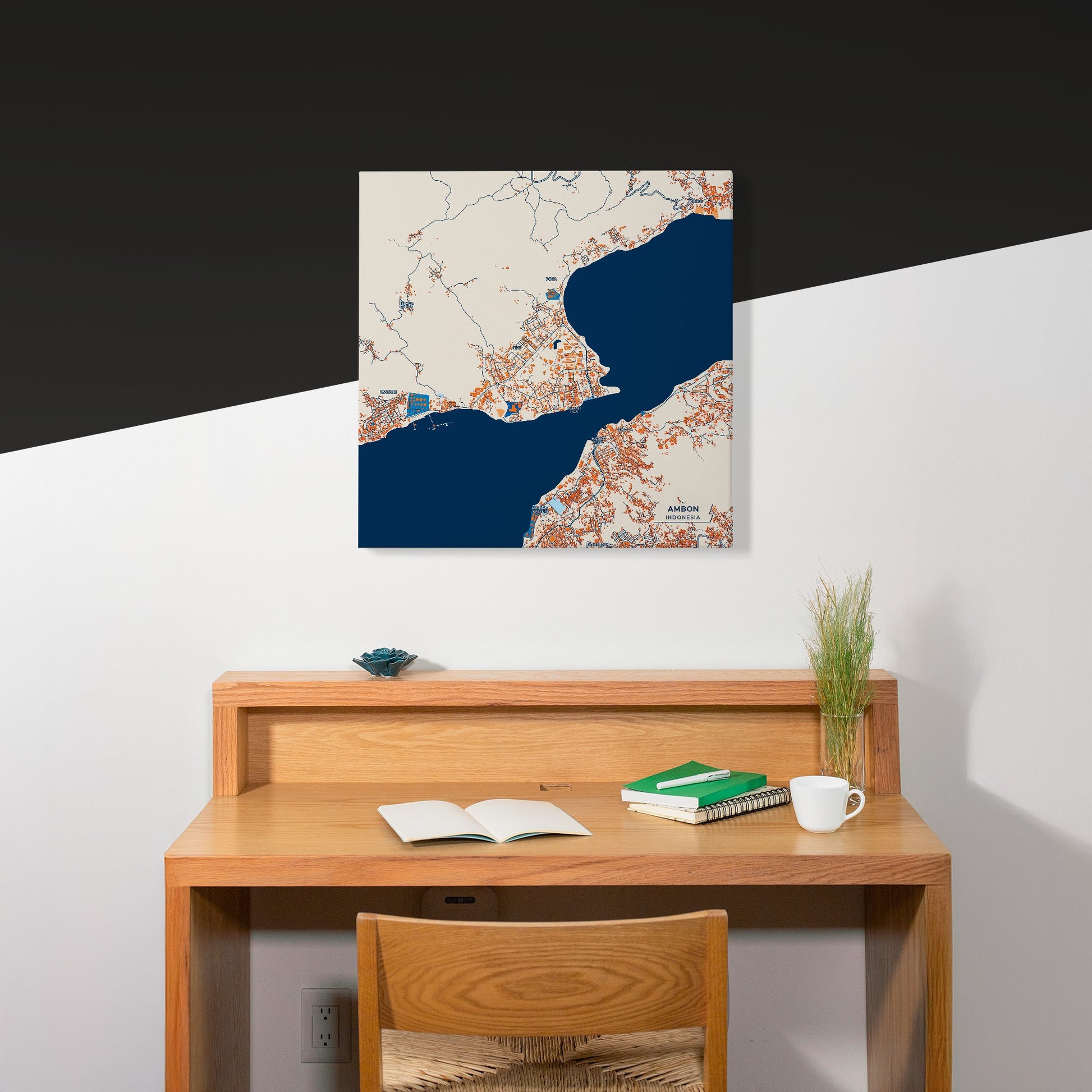 Ambon Indonesia Colorful City Map Canvas Print Scene