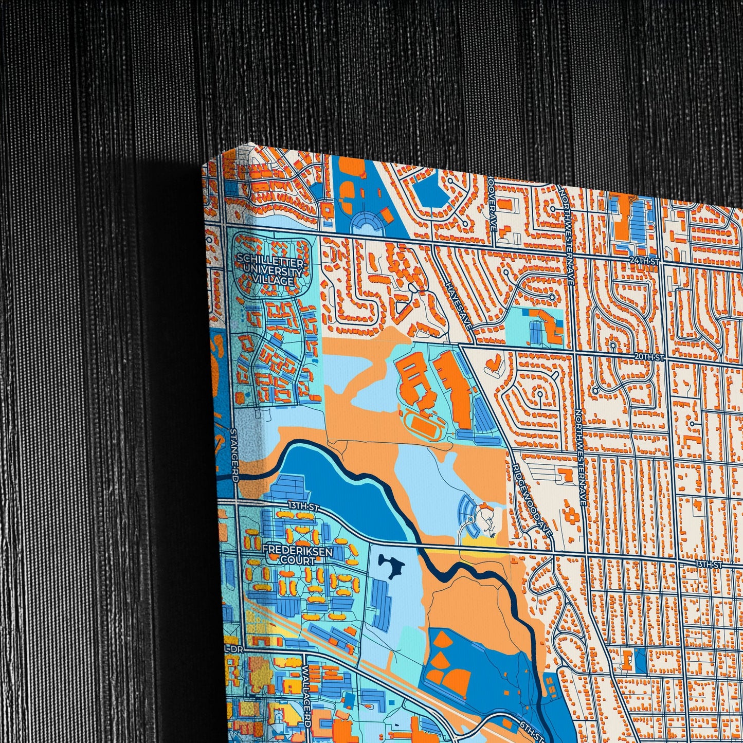 Ames Iowa Colorful City Map Canvas Print Detail