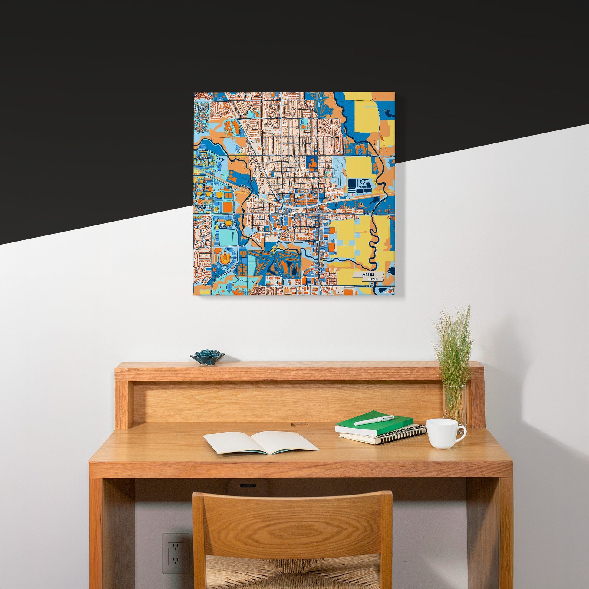 Ames Iowa Colorful City Map Canvas Print Scene