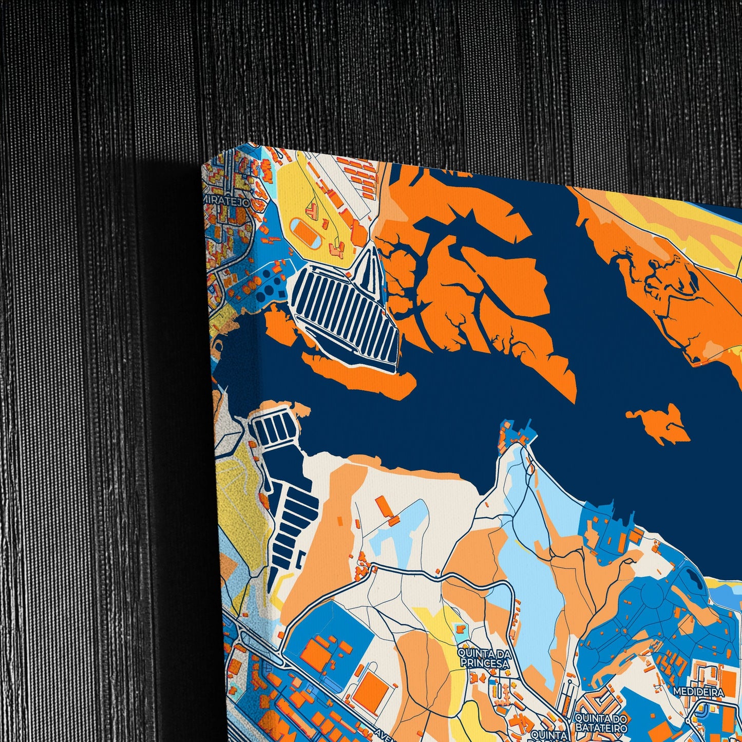 Amora Portugal Colorful City Map Canvas Print Detail