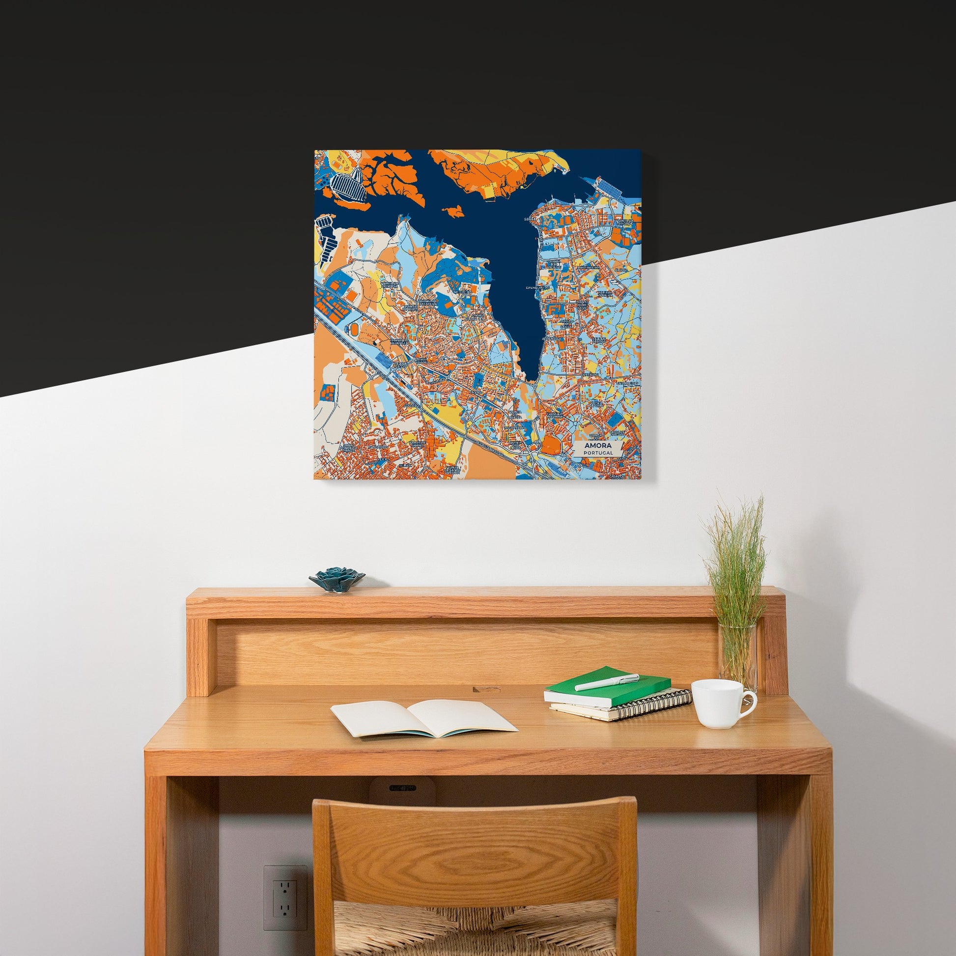 Amora Portugal Colorful City Map Canvas Print Scene