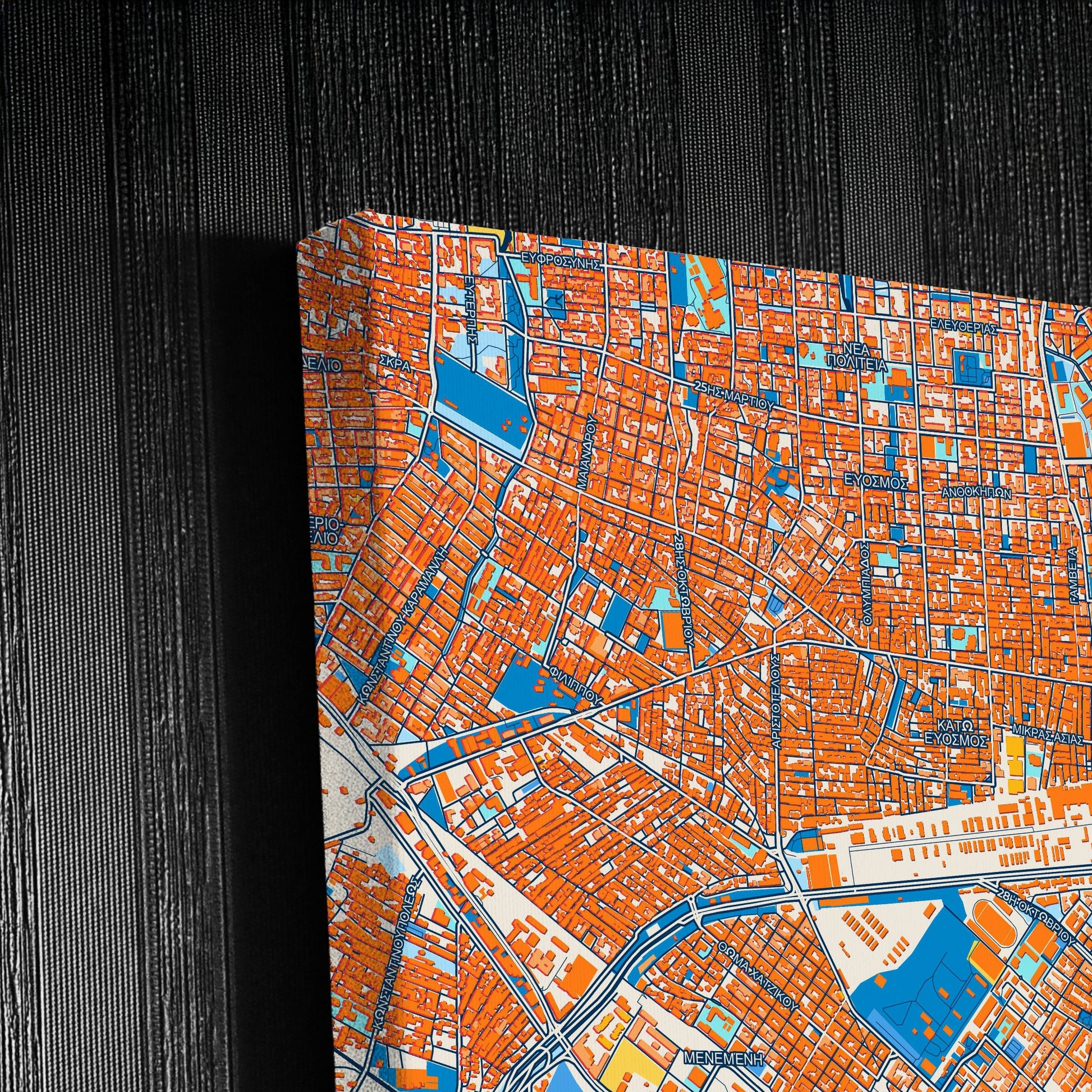 Αμπελοκηποι Greece Colorful City Map Canvas Print Detail