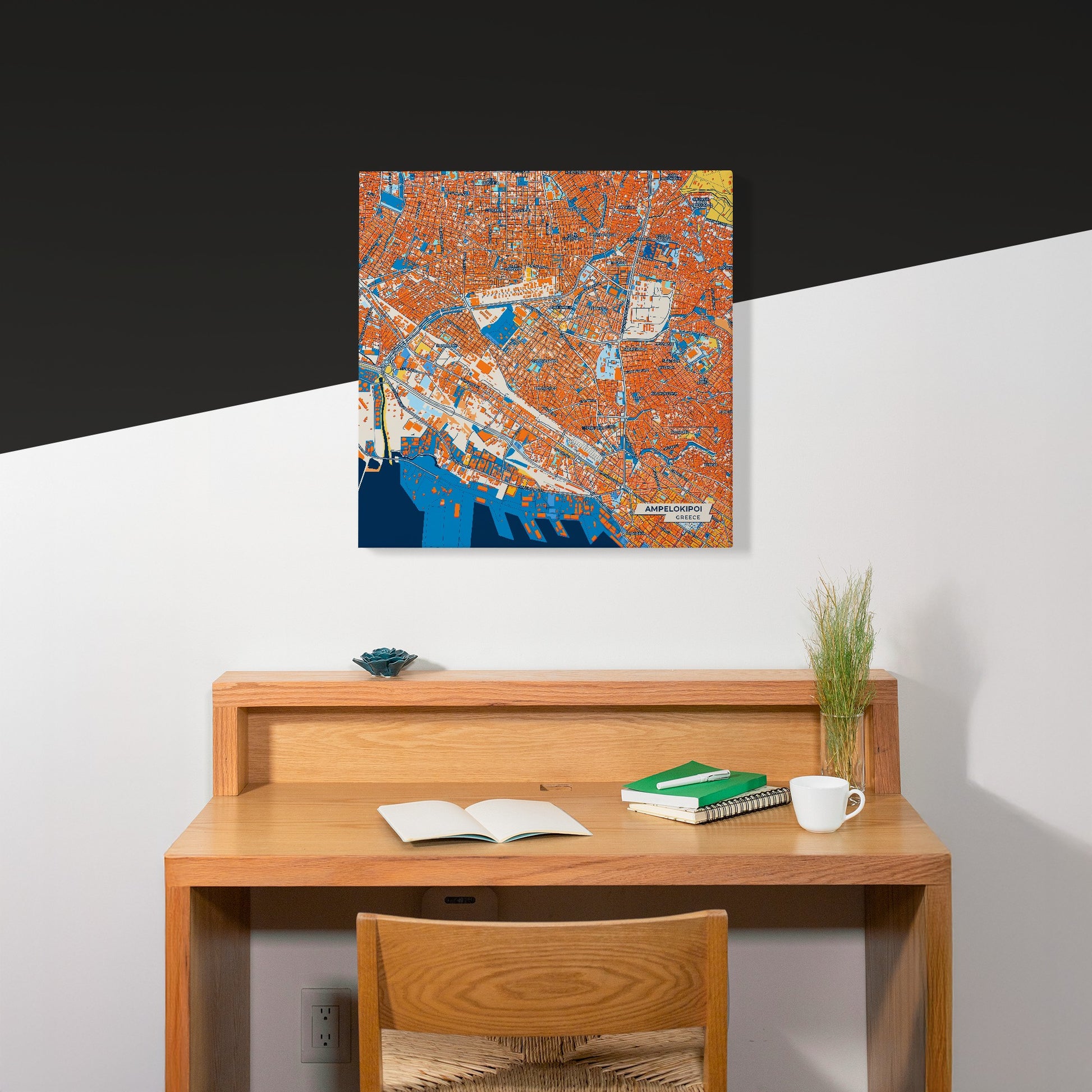 Αμπελοκηποι Greece Colorful City Map Canvas Print Scene