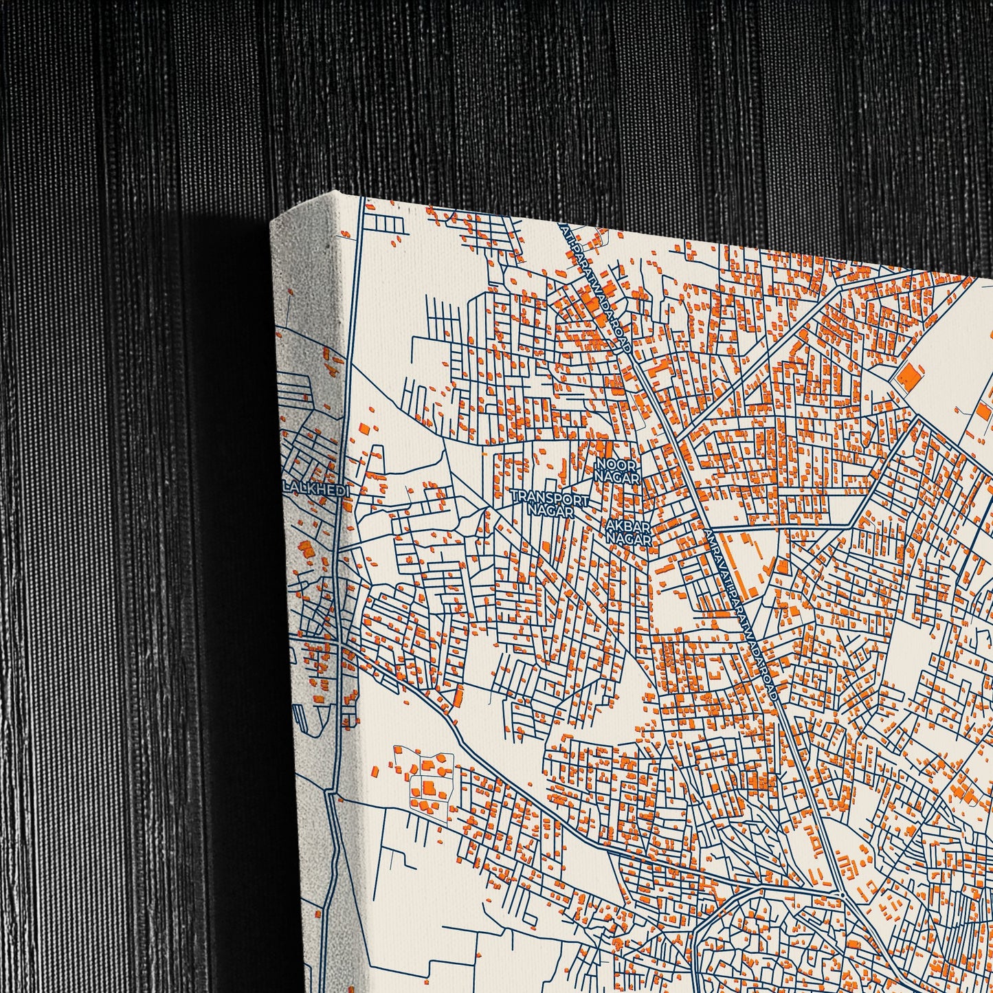 Amravati India Colorful City Map Canvas Print Detail