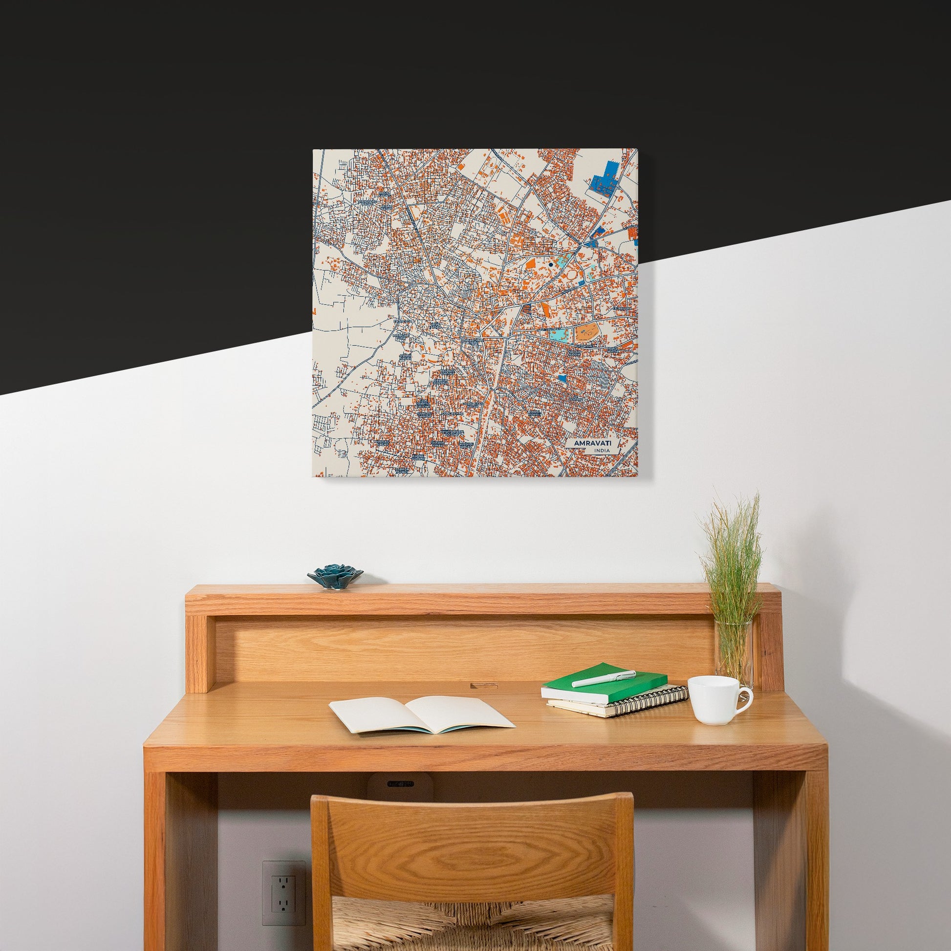 Amravati India Colorful City Map Canvas Print Scene