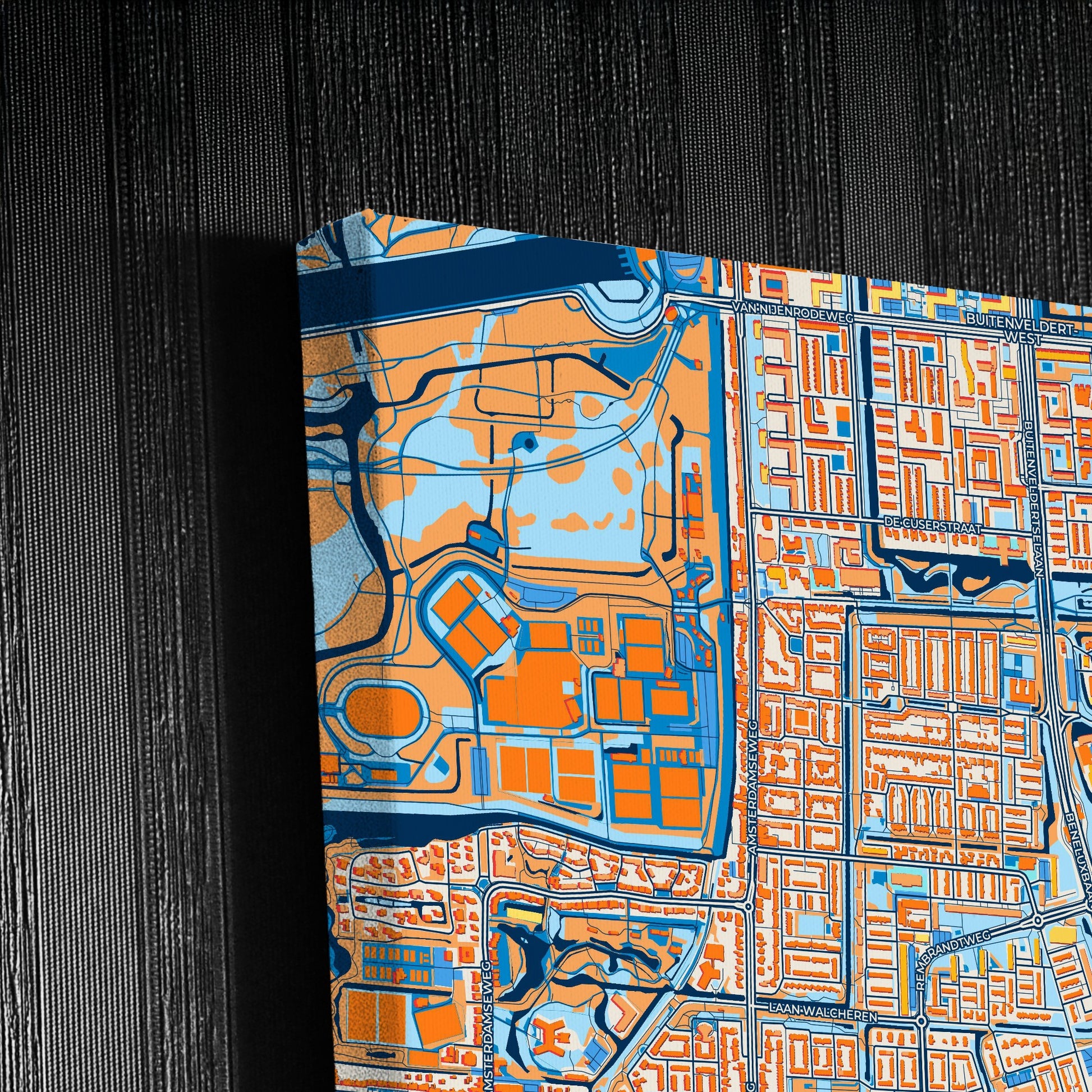 Amstelveen Netherlands Colorful City Map Canvas Print Detail