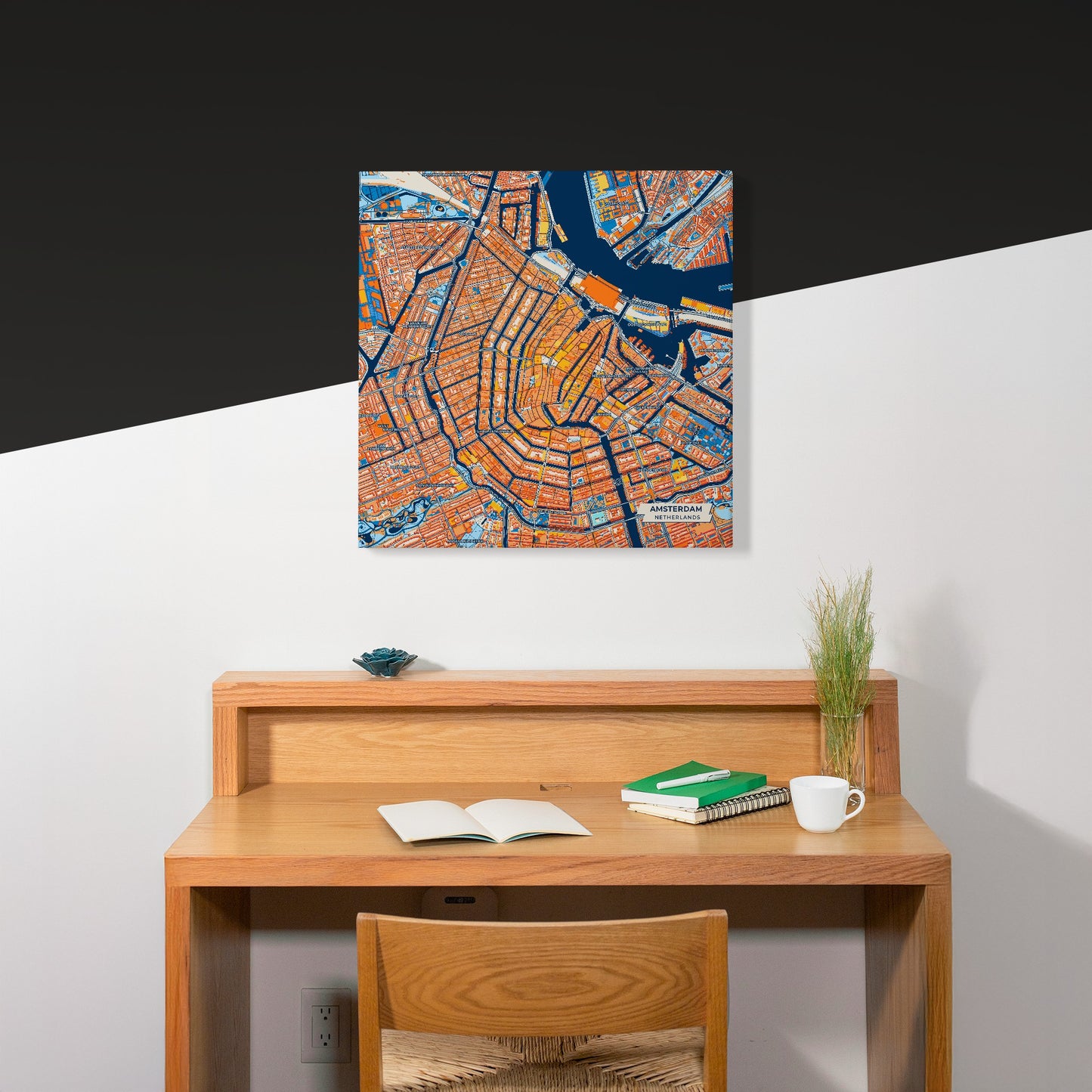 Amsterdam Netherlands Colorful City Map Canvas Print Scene