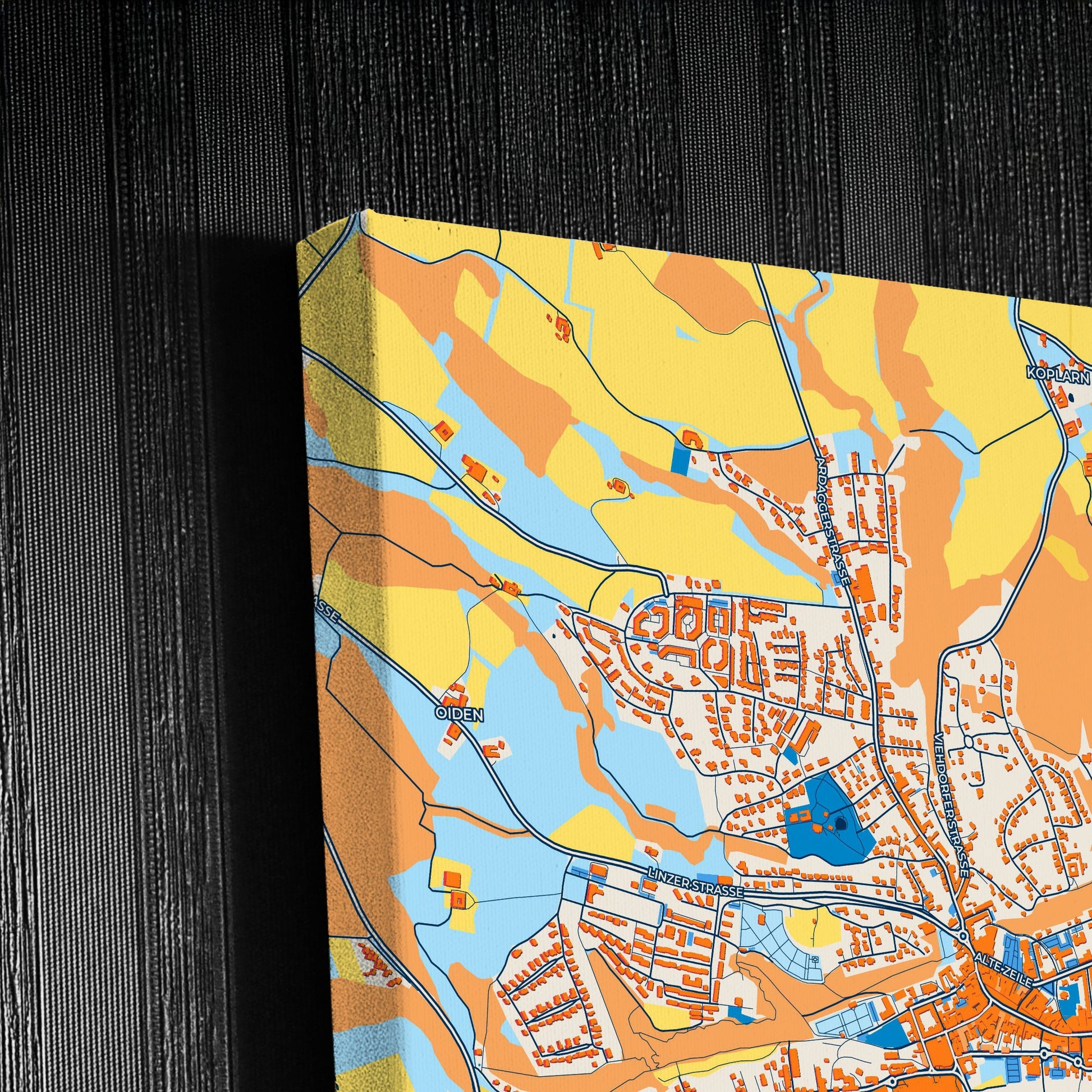 Amstetten Austria Colorful City Map Canvas Print Detail